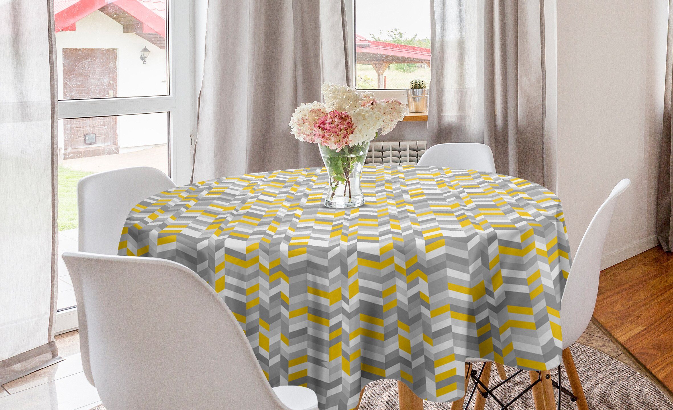 Abakuhaus Tischdecke Kreis Tischdecke Abdeckung für Esszimmer Küche Dekoration, Jahrgang Home Style Zig Zag | Tischdecken