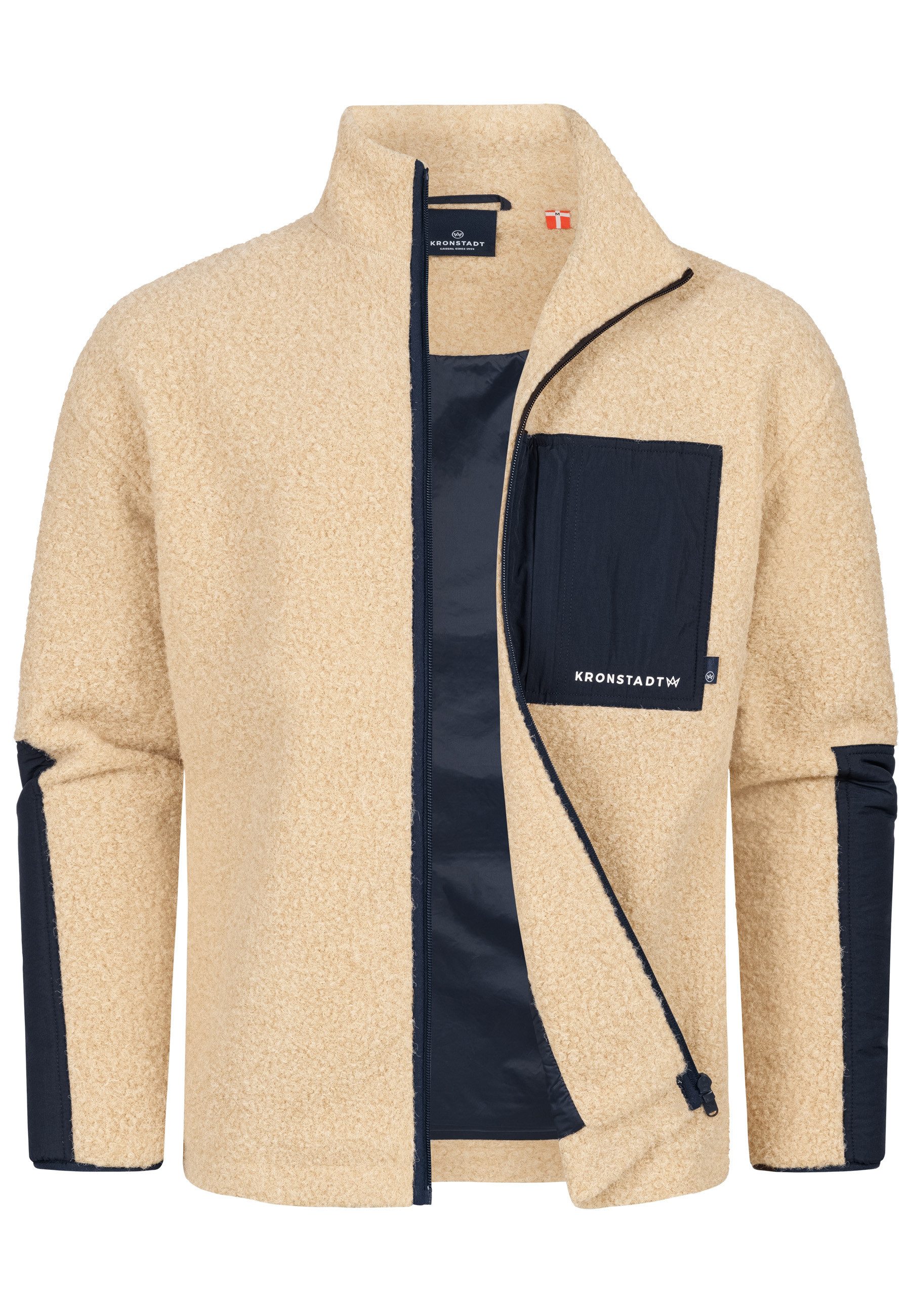 Kronstadt Sommerjacke Herren KSSteele teddy Übergangsjacke Herrenjacke Teddy-Sweatjacke mit Nylon-Einsätzen und Brusttasche