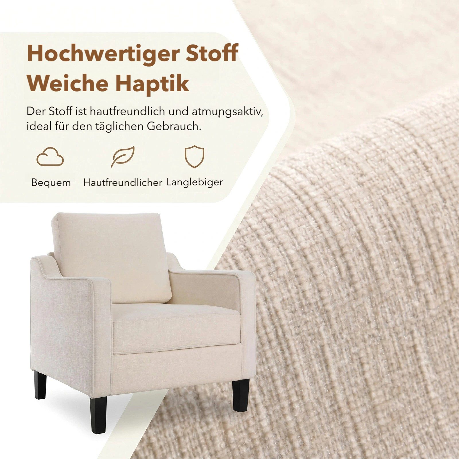 TLGREEN Loungesessel Accent Sessel mit Kissen,Chenille Polstersessel – 75×71×90 cm (Bequemes Einzelsitz-sofa),Lesesessel bequem, fur Wohnzimmer, Büro & Wohnung,Apartment