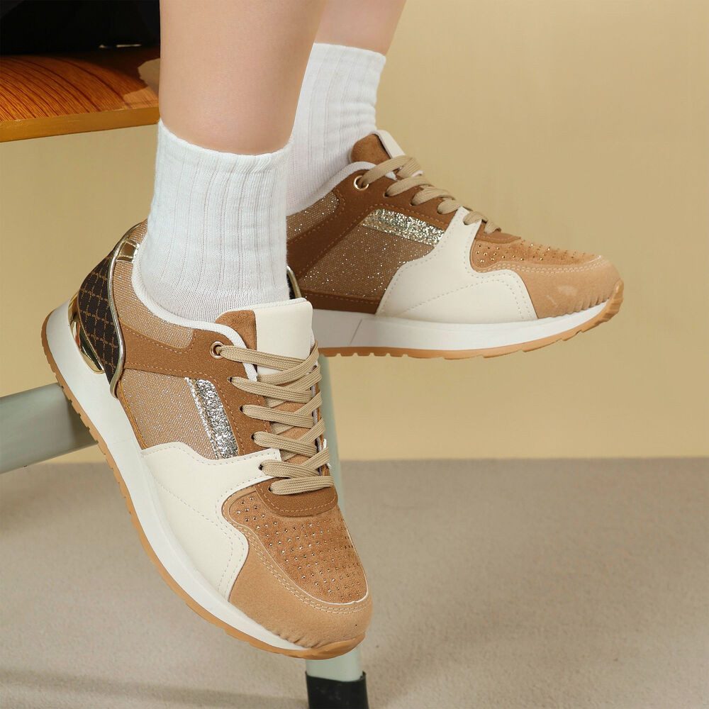 Ital-Design Modischer Sneaker für Damen – Bequem und stylish im Alltag Sneaker (90169687) Keilabsatz/Wedge Sneakers Low in Hellbraun