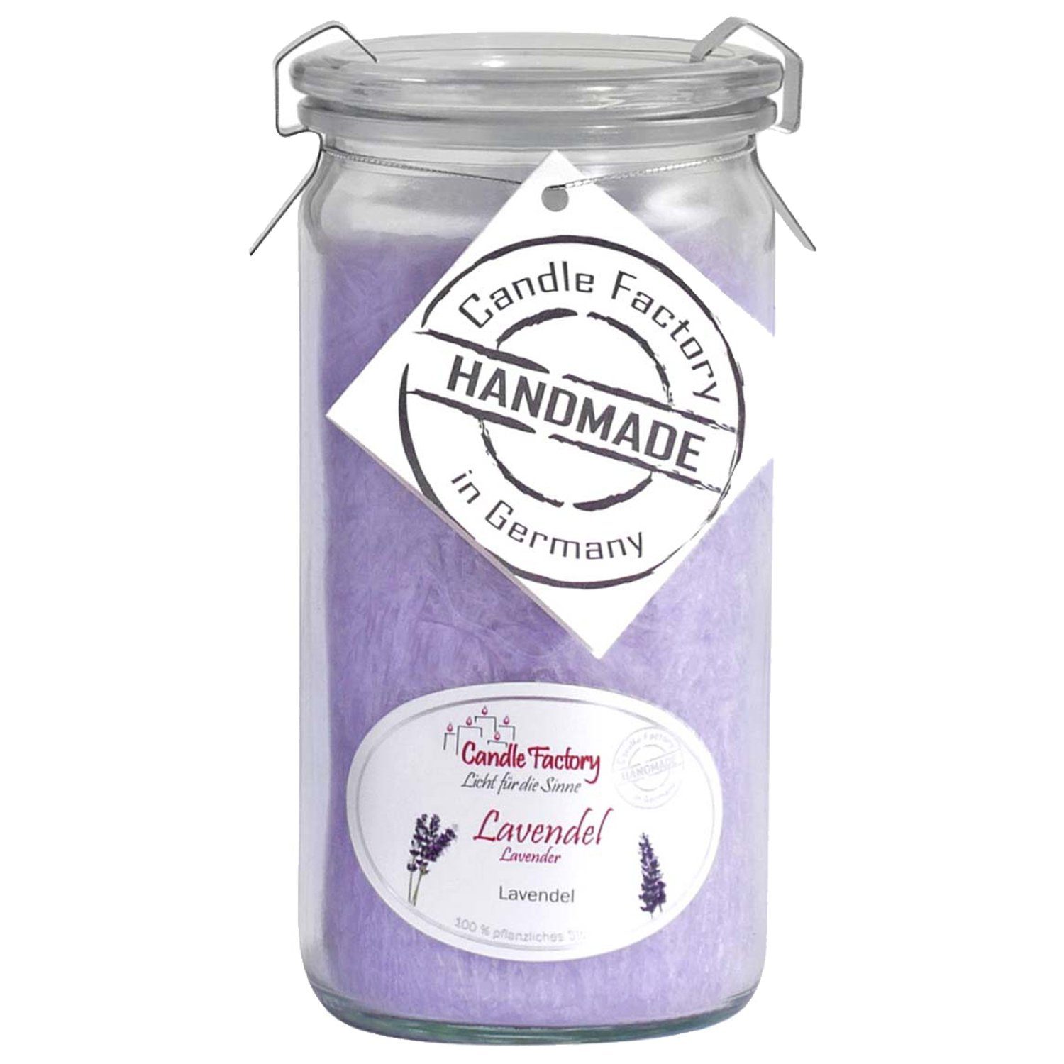 Candle Factory Duftkerze Mini-Jumbo "Lavendel", Stearin, lila (1-tlg), Docht aus reiner Baumwolle