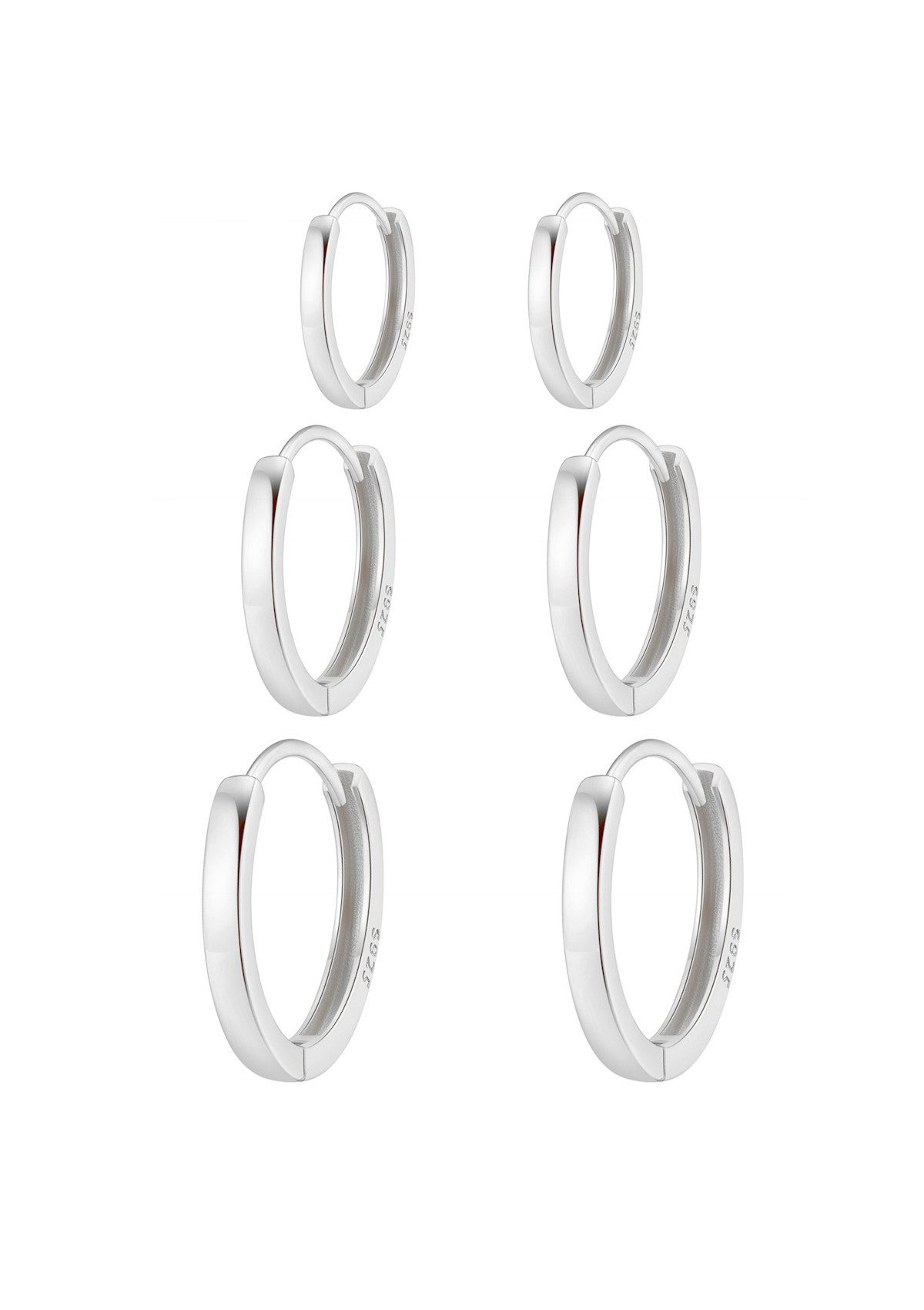 Creolen-Set Trio Klassiker, 6er Damenset Silber 925