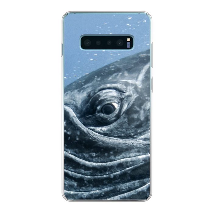 MuchoWow Handyhülle Augen - Walfisch - Grau Phone Case Handyhülle Samsung Galaxy S10+ Silikon Schutzhülle