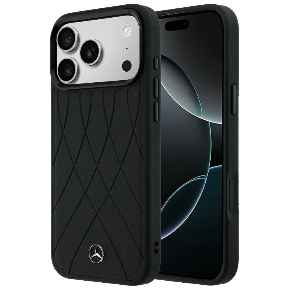Mercedes Benz Handyhülle Crossed Lines für iPhone 18 Pro Max MagSafe Kunstleder schwarz Logo 6,9 Zoll, Kantenschutz