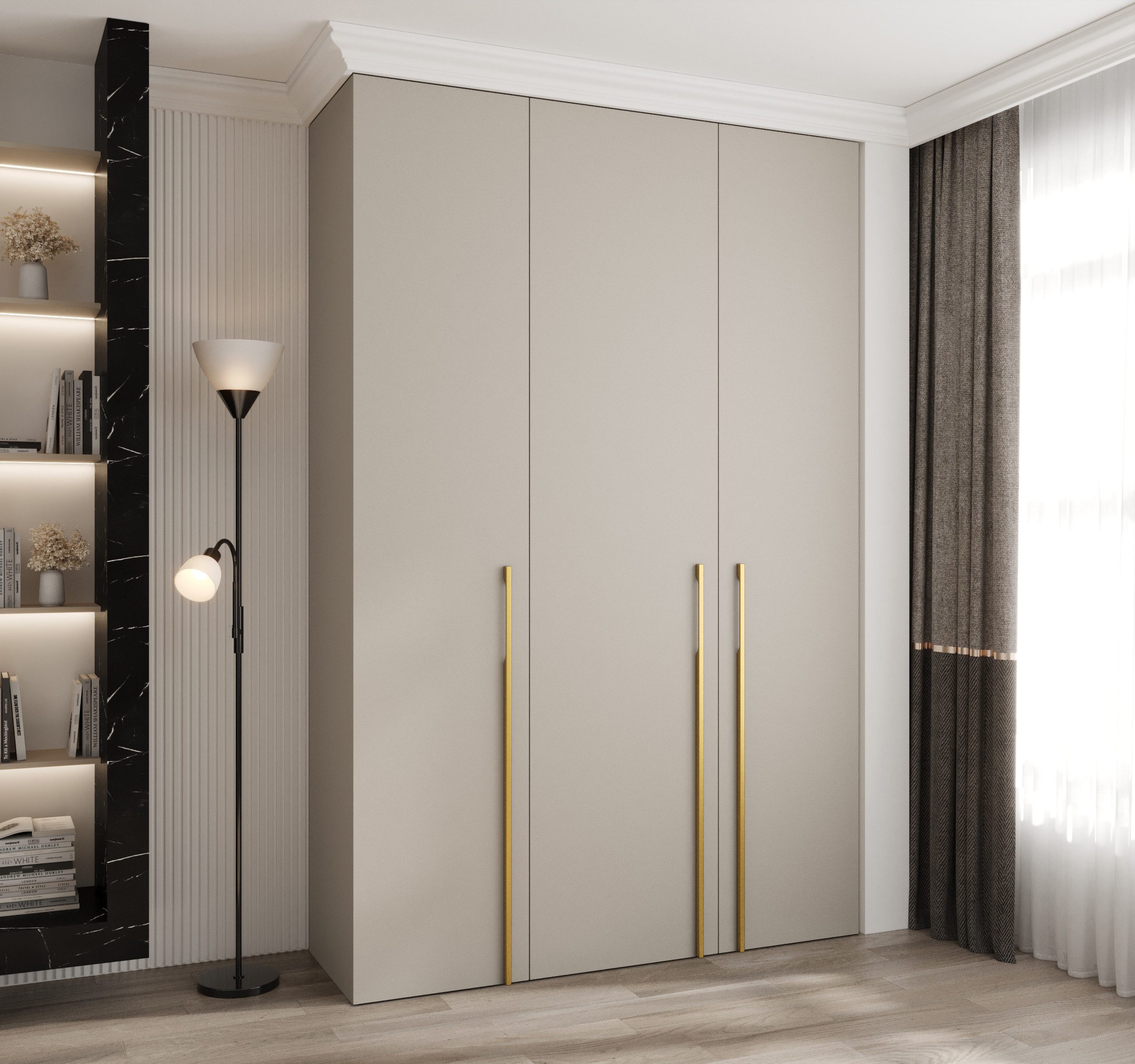 ABIKS MÖBEL Drehtürenschrank COMO 3 Schlafzimmerschrank mit Kleiderstange und Regalen