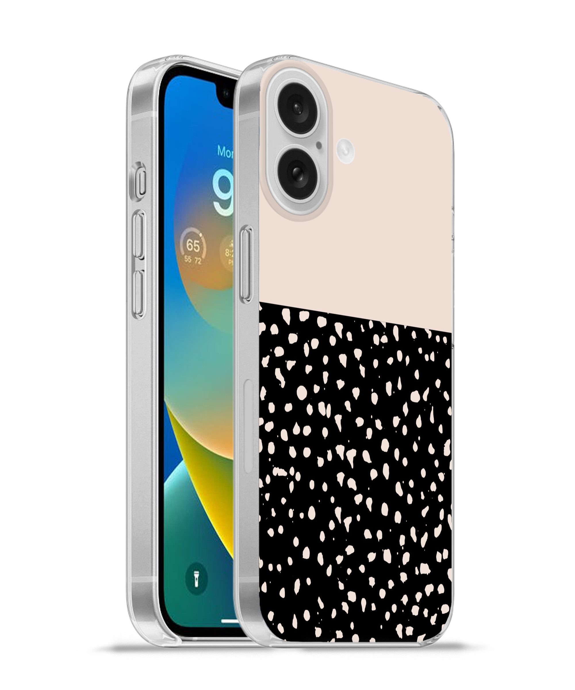 Handyhülle für Apple iPhone 16 Polka dots - Beige - Schwarz
