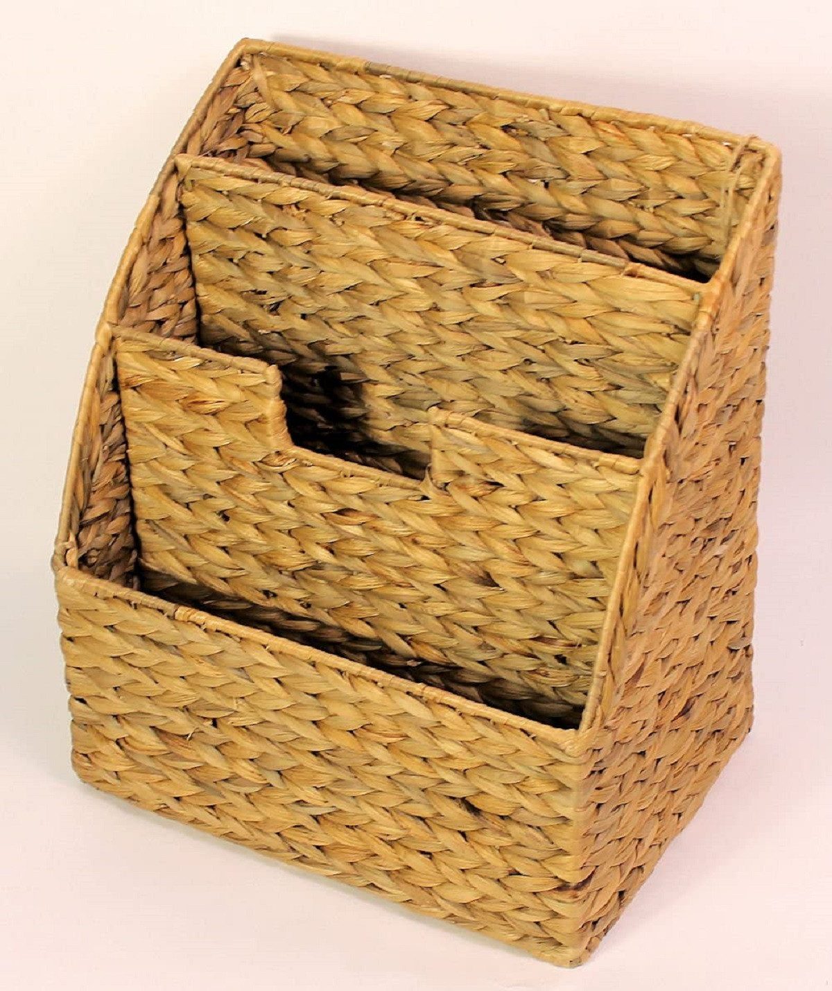 Neustanlo Zeitungsständer Zeitungsständer aus Wasserhyazinthe, 3 Fächer, 30 x 21 cm, Höhe 34 cm, Zeitungskorb, natürliche Optik