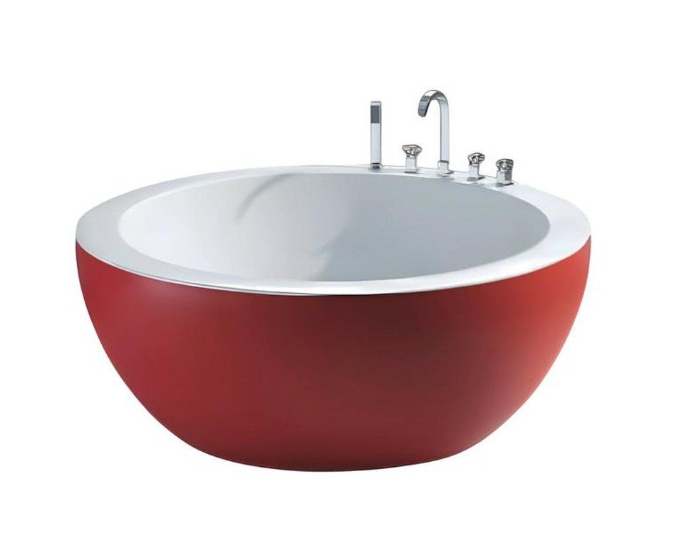 Xlmoebel Badewanne XLMOEBEL Relaxwanne aus Acryl in Rot, freistehend und modern, Made in Europa