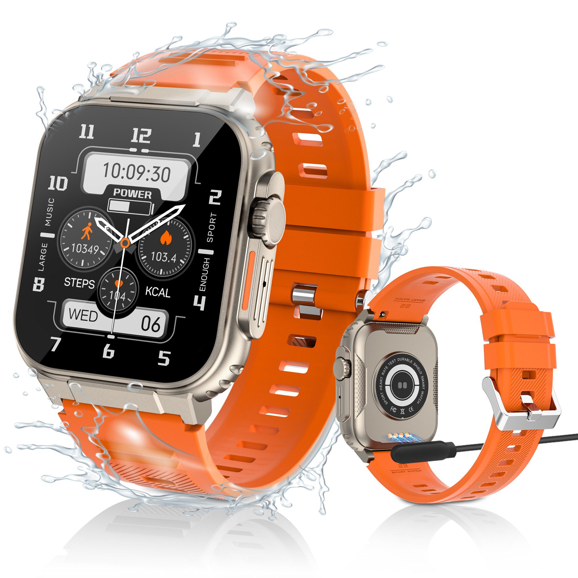 walkbee Smartwatch,Fitness Tracker uhr für Damen Herren mit Telefonfunktion Smartwatch (5 cm/1,96