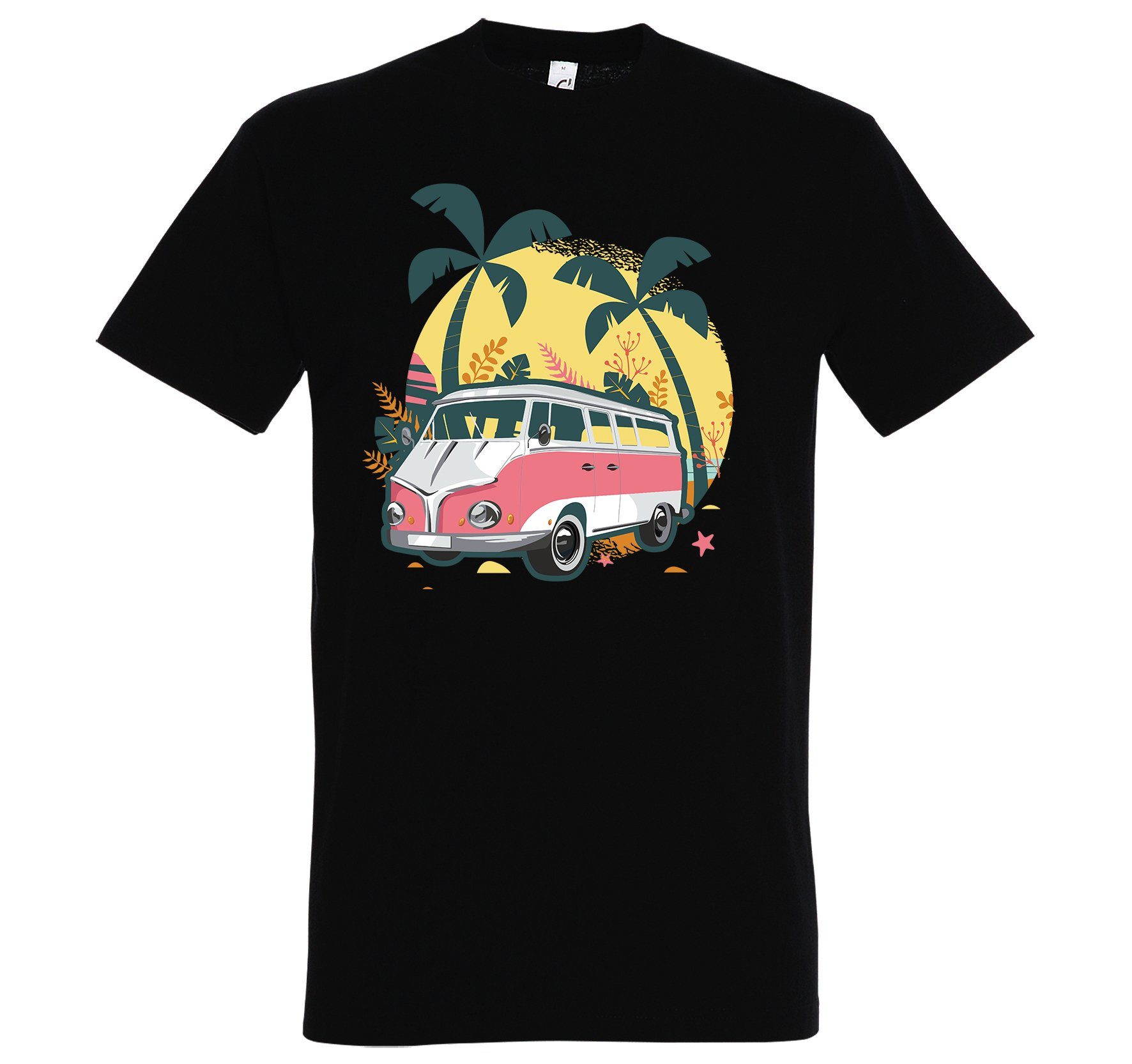 Youth Designz T-Shirt Camping Van Urlaub Herren Shirt mit modischem Frontprint Schwarz