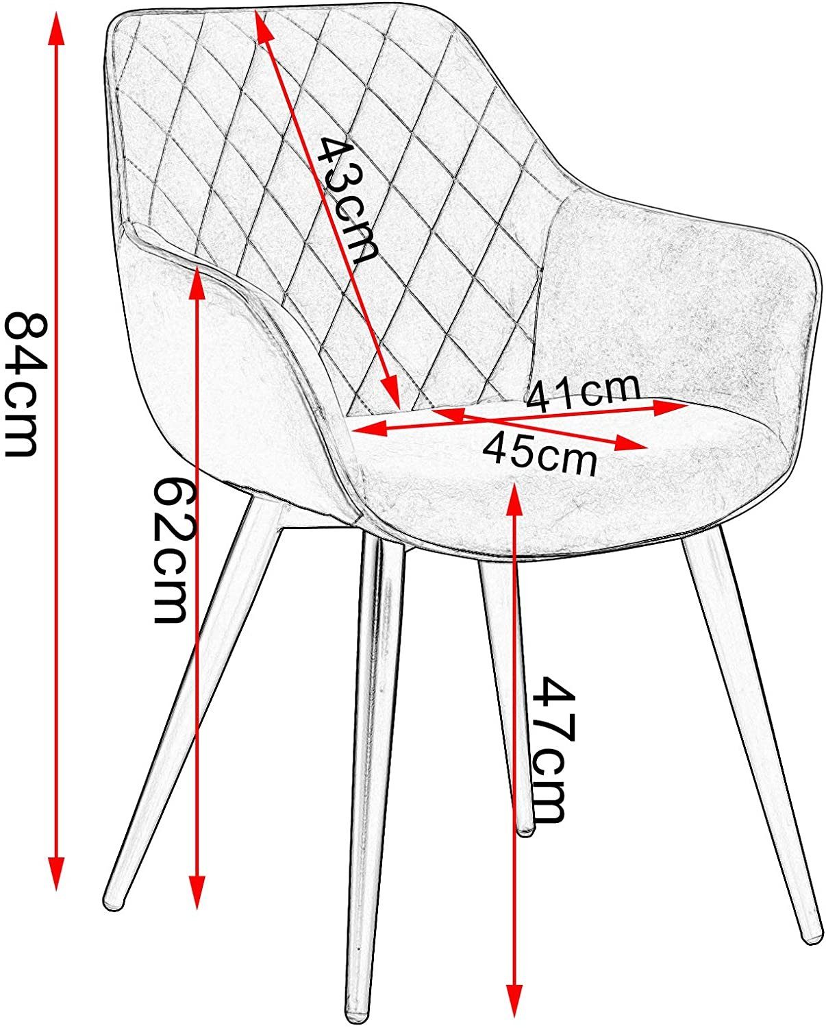 St), mit (2 Armlehnen, Stuhl, Polsterstuhl Design Metall Woltu Esszimmerstuhl