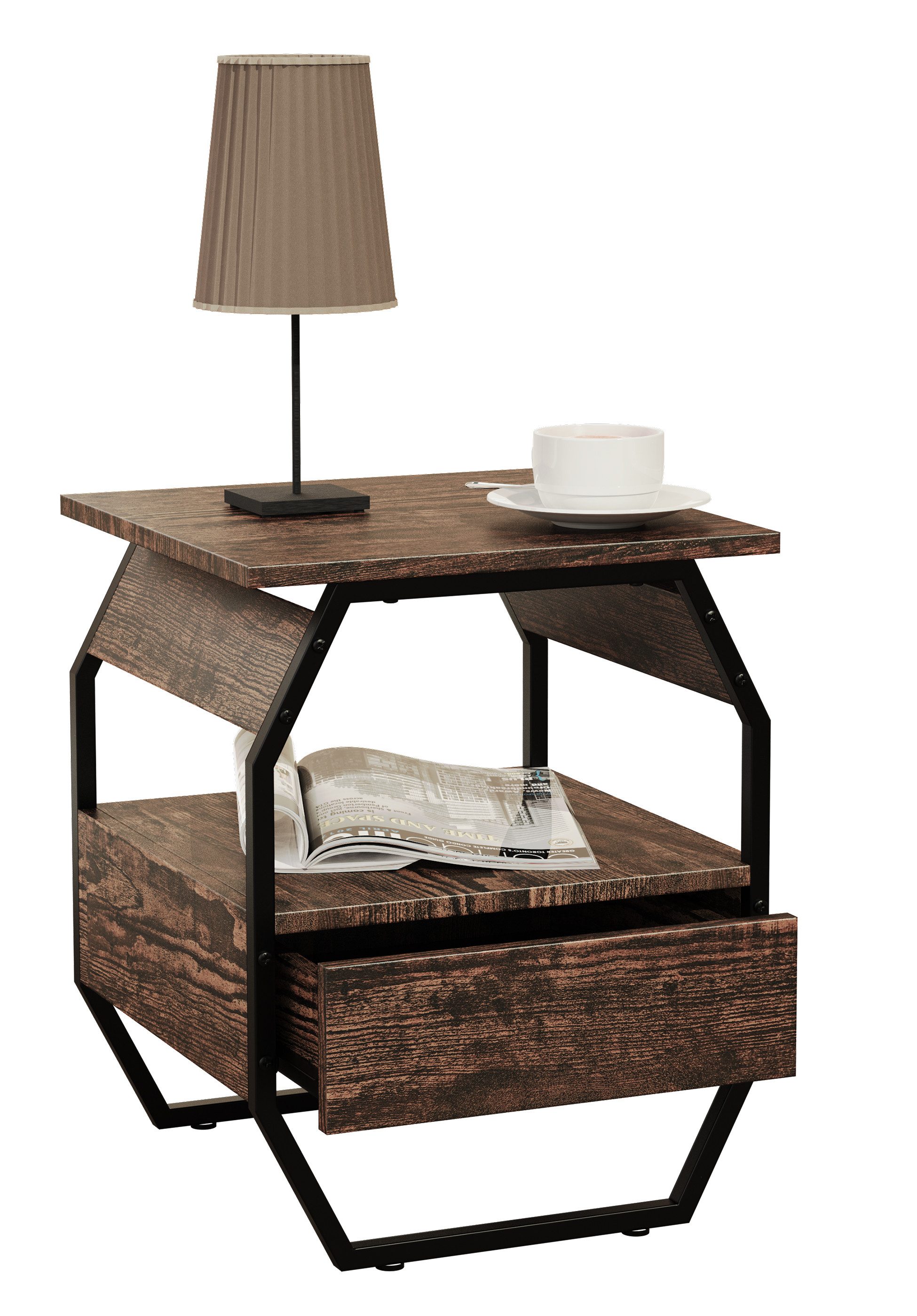 VCM Couchtisch Beistelltisch Nachttisch Schublade Aulari S