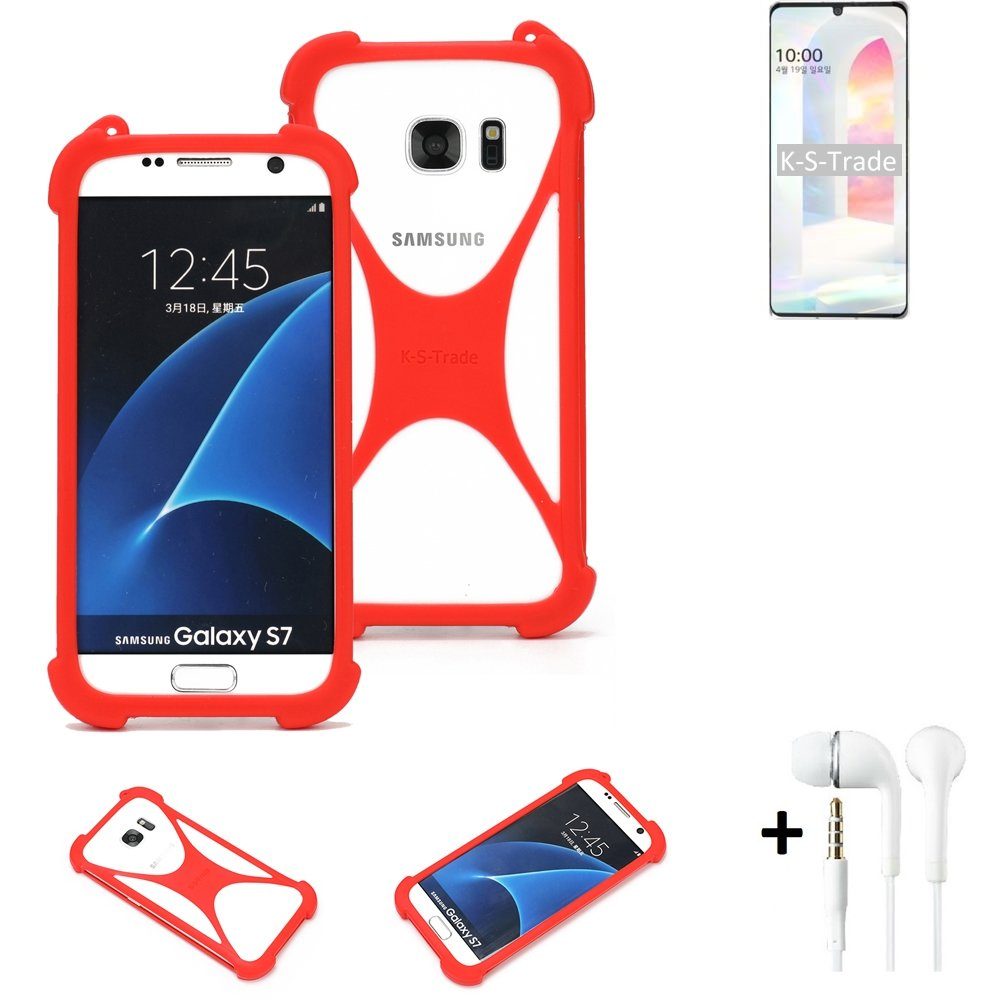 K-S-Trade Handyhülle für LG Electronics Velvet, Handy-hülle + Kopfhörer Schutz-hülle Bumper Silikon Schutz Hülle