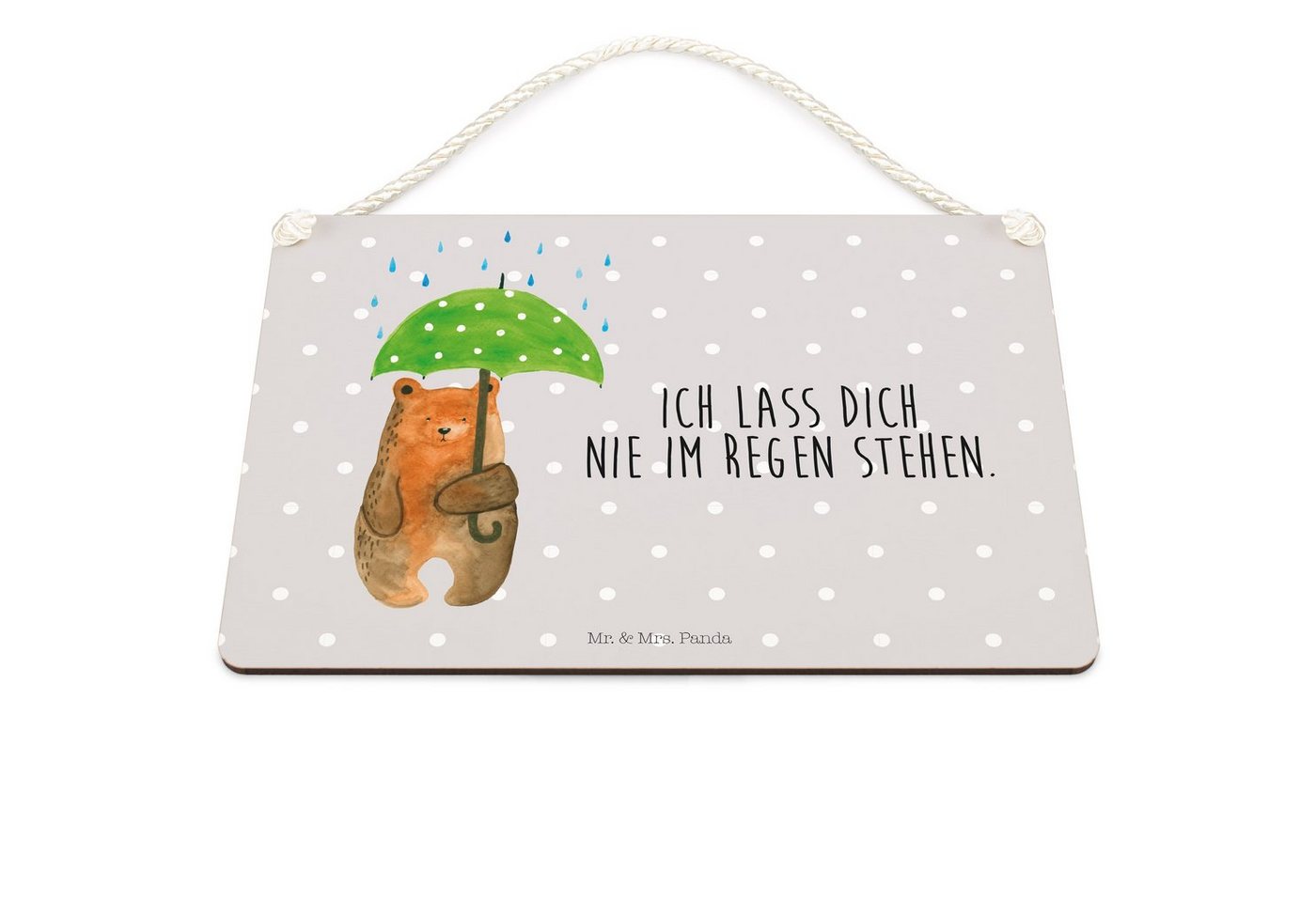 Thumbnail - Mr. & Mrs. Panda Hinweisschild Bär Regenschirm DIN A5 - Grau Pastell - Geschenk, Teddybär, Liebesbew, (Packung, 1 St., D...