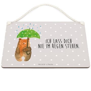 Mr. & Mrs. Panda Hinweisschild DIN A5 Bär Regenschirm - Grau Pastell - Geschenk, Teddybär, Liebesbew, (1 St), Herzliche Botschaften