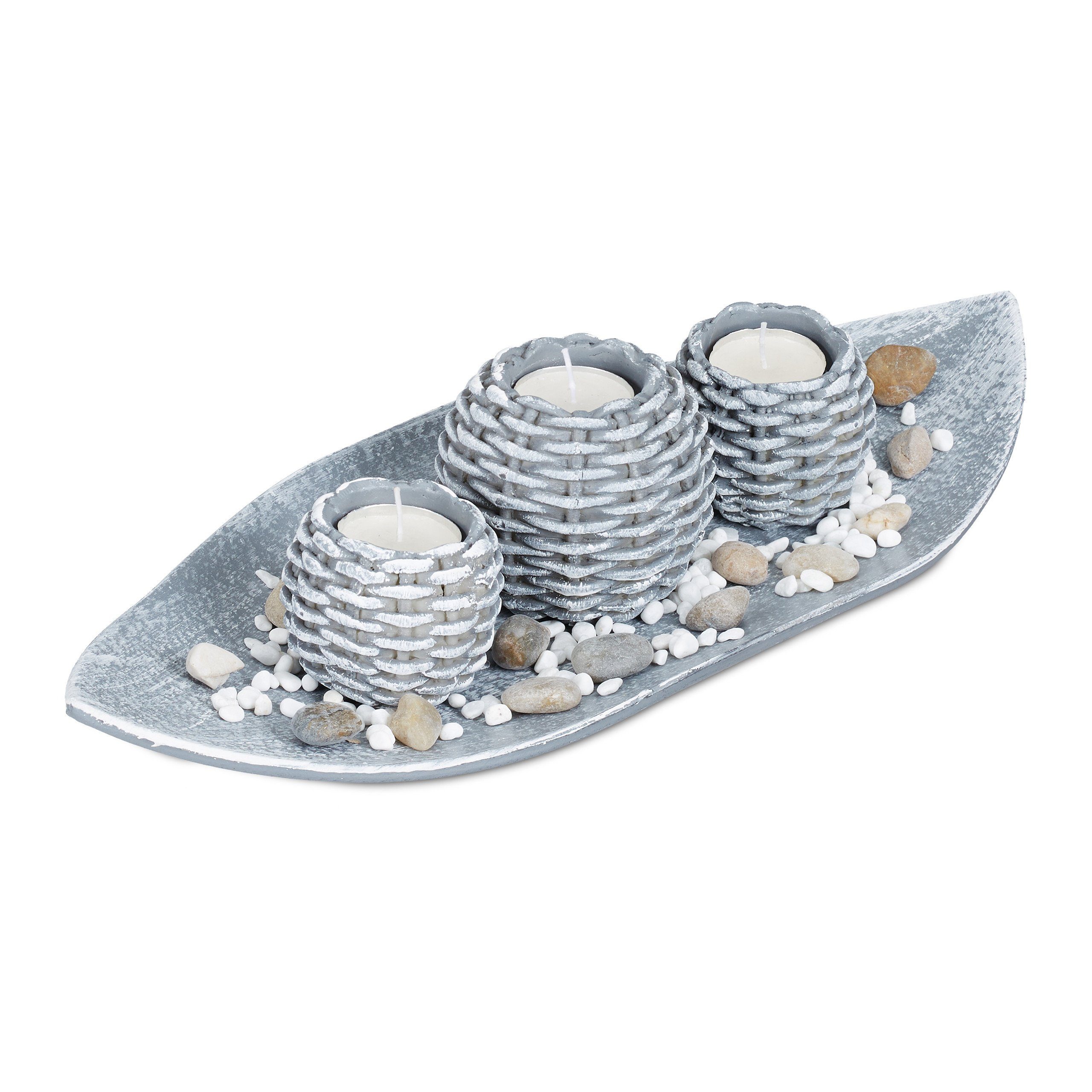 relaxdays Teelichthalter Kerzen Deko mit Schale günstig online kaufen