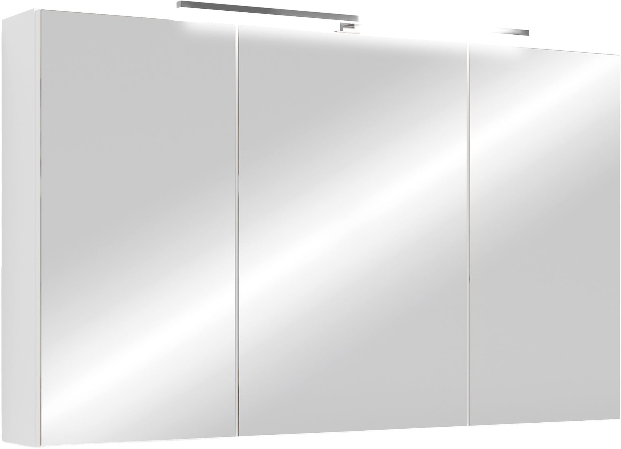 byLIVING Spiegelschrank Serie Spree, in vielen Breiten erhältlich Soft-Close, LED Beleuchtung mit Schalter- und Steckdosenbox