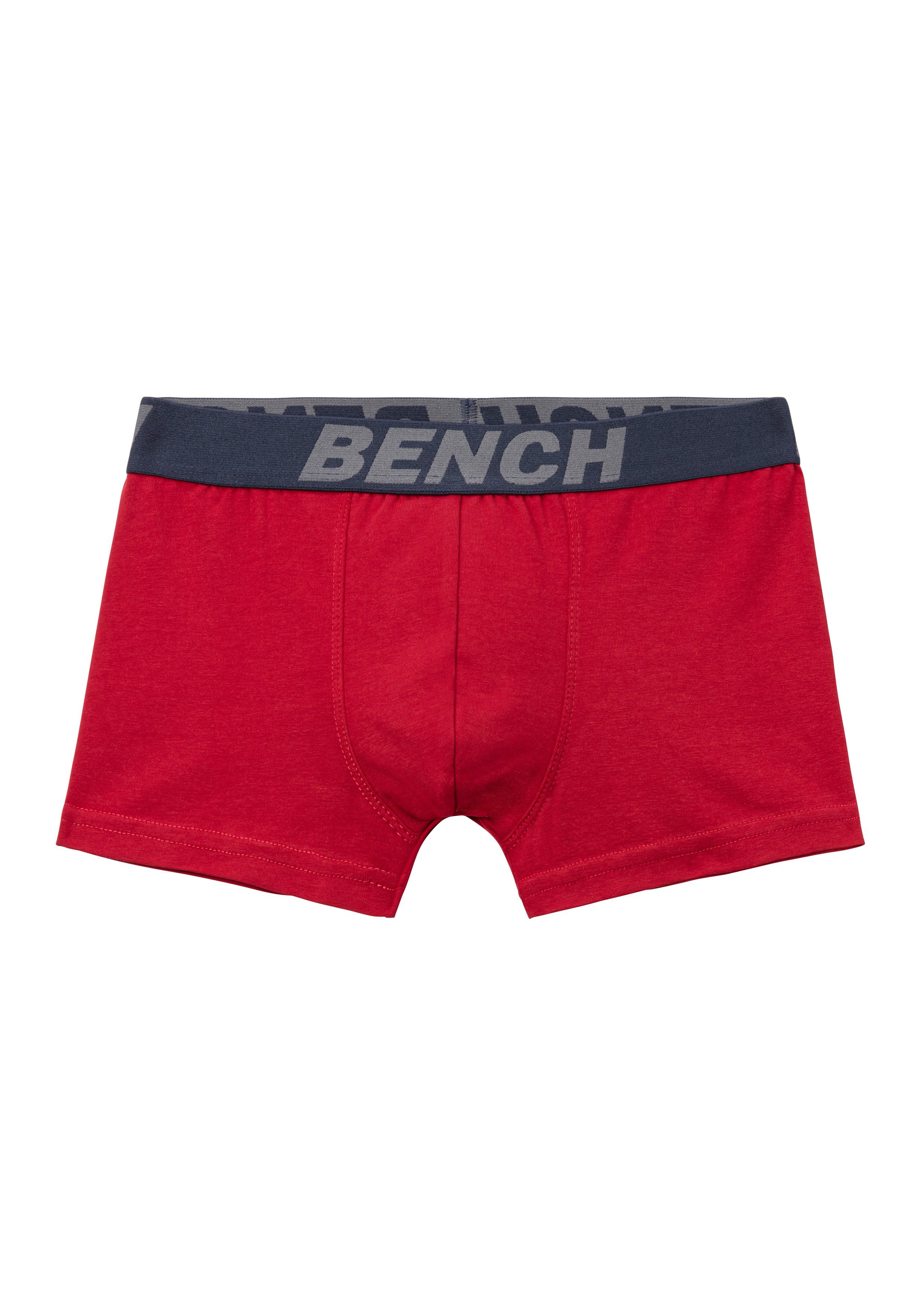 Bench. Boxer (Packung, 4-St) für im weiß, blau, rot, Bench Schriftzug Bund mit grau-meliert Jungen