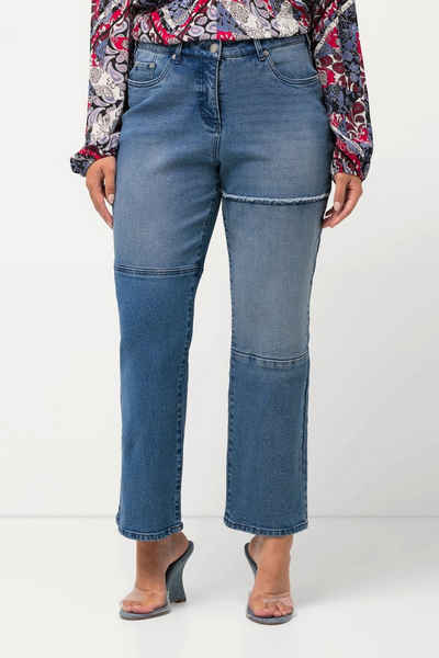 Ulla Popken 5-Pocket-Jeans Jeans Mandy Patchlook Schmucknhte weites Bein