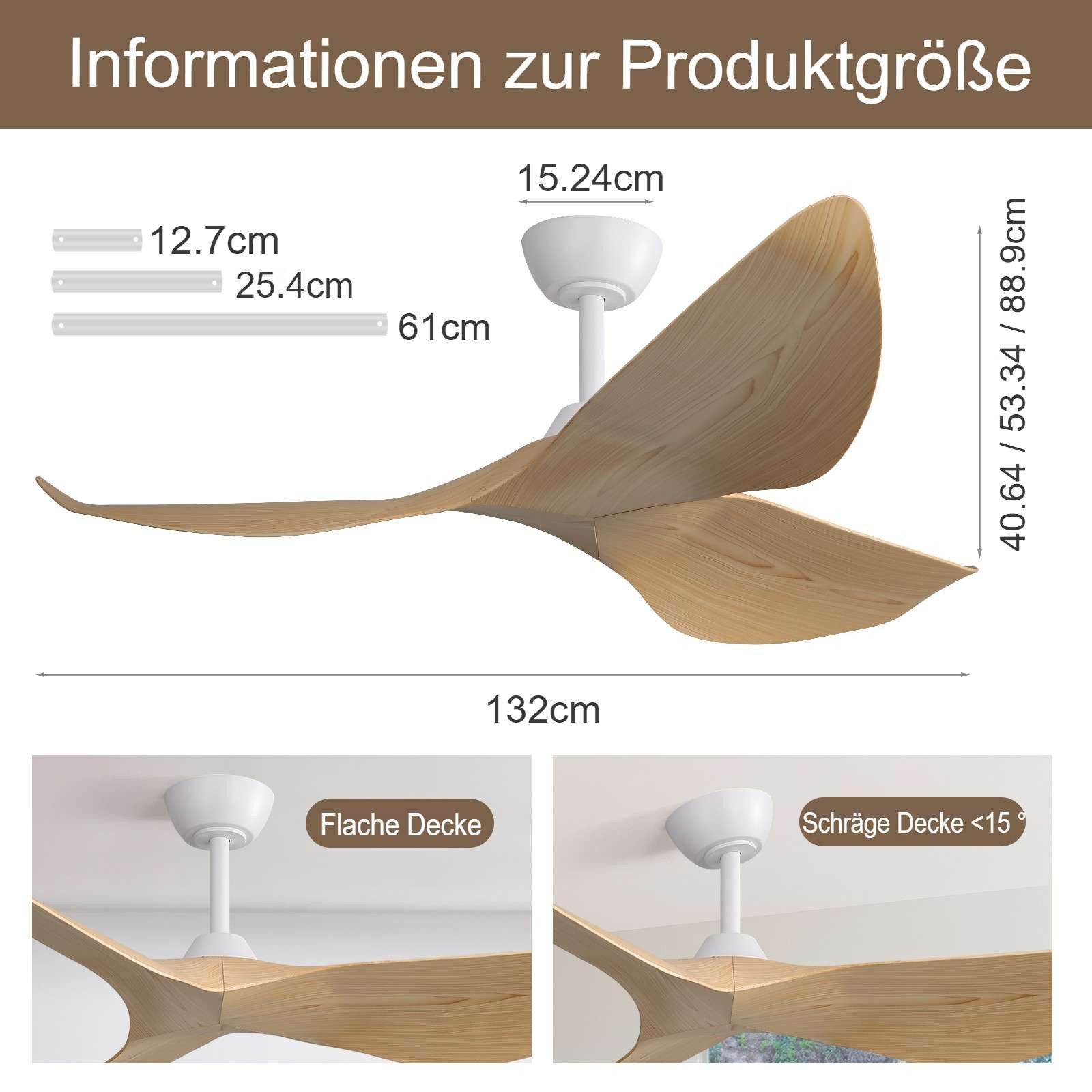 Sofucor Deckenventilator ohne Licht, mit Fernbedienung, 3 ABS-Flügel, DC, 1 günstig online kaufen
