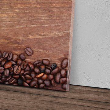 Sinus Art Leinwandbild 120x80cm Wandbild auf Leinwand Kaffee Kaffeebohnen Holz Braun Küche, (1 St)