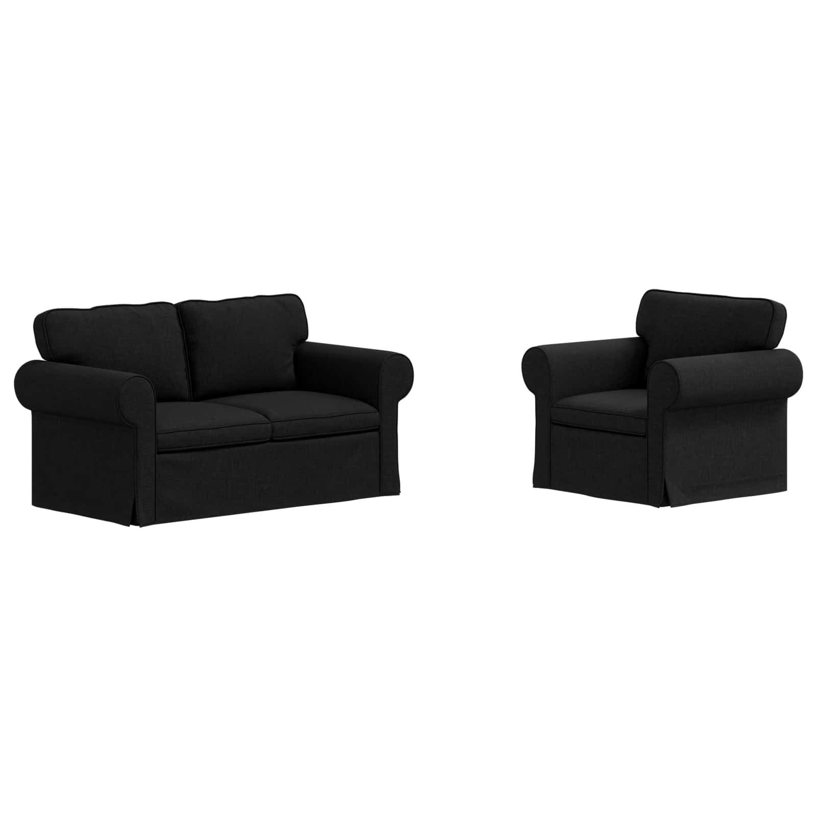 vidaXL Sofa Sofa Set 2 pcs Schwarz 155 x 82 x 80 cm Stoff, 2 Teile