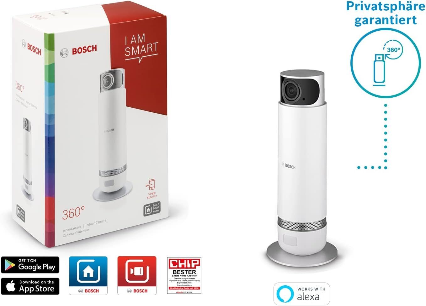 BOSCH Smart Home WLAN Überwachungskamera 360° drehbar Innenbereich Smart  Home Kamera