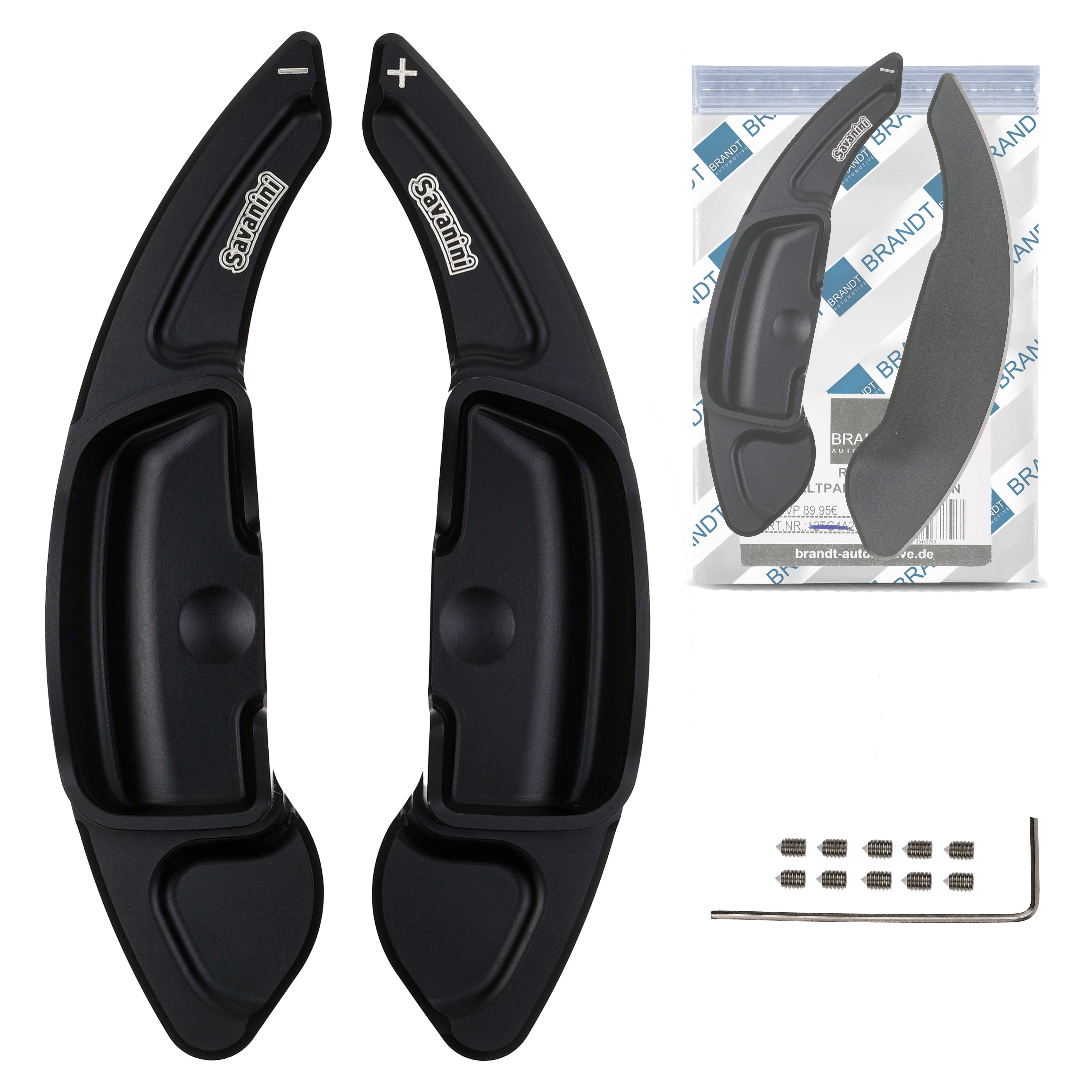 BRANDT AUTOMOTIVE Lenkeradapter Auto Lenkrad Schaltwippen Verlängerung SET Aluminium SCHWARZ, (2-tlg., für MERCEDES BENZ E-Klasse S212 W212 A207 C207 SL R230 SLK R171 W2)