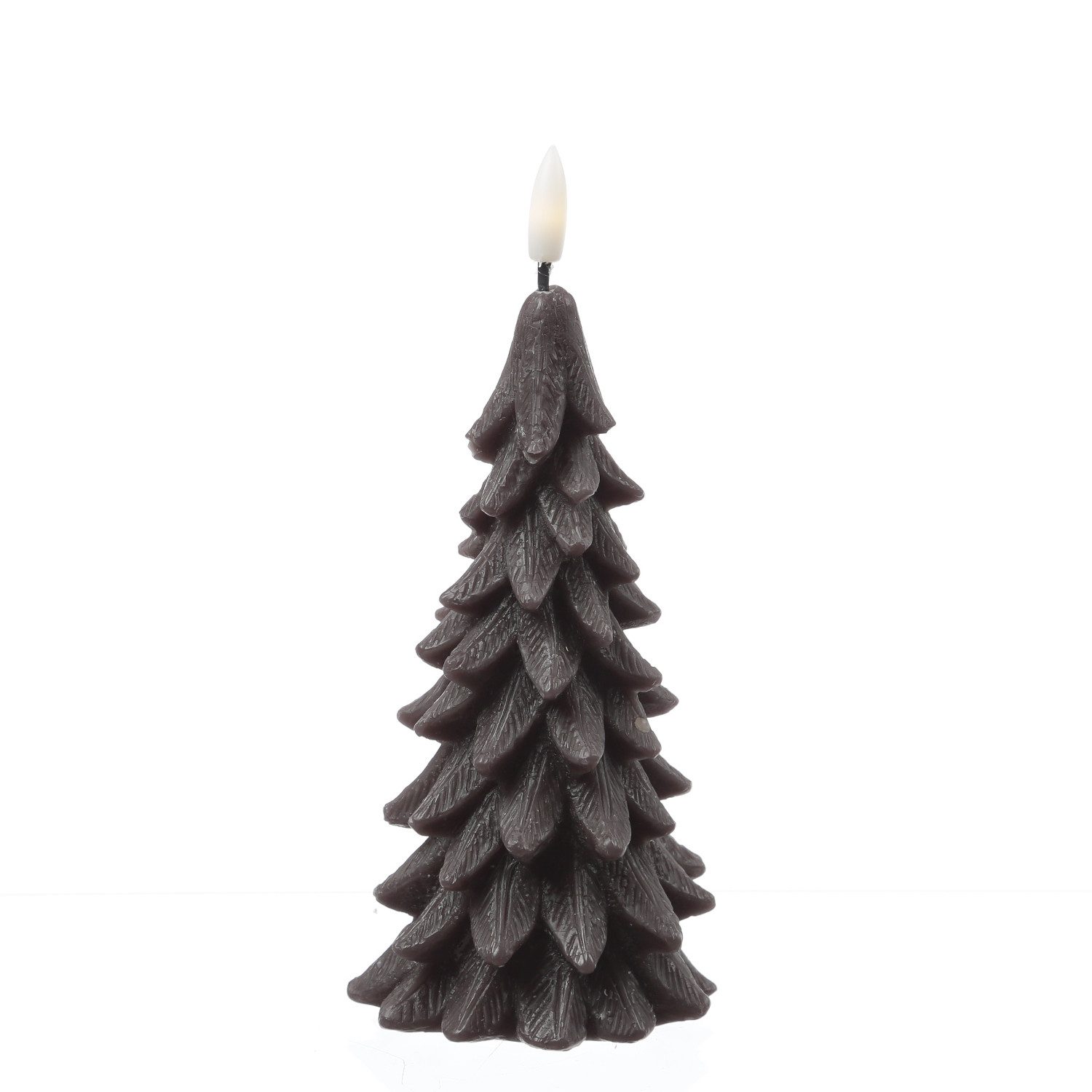 MARELIDA LED-Kerze Tannenbaum Weihnachtsbaum Baumform Echtwachs H: 19cm Timer grau, LED Classic, warmweiß (2100K bis 3000K)