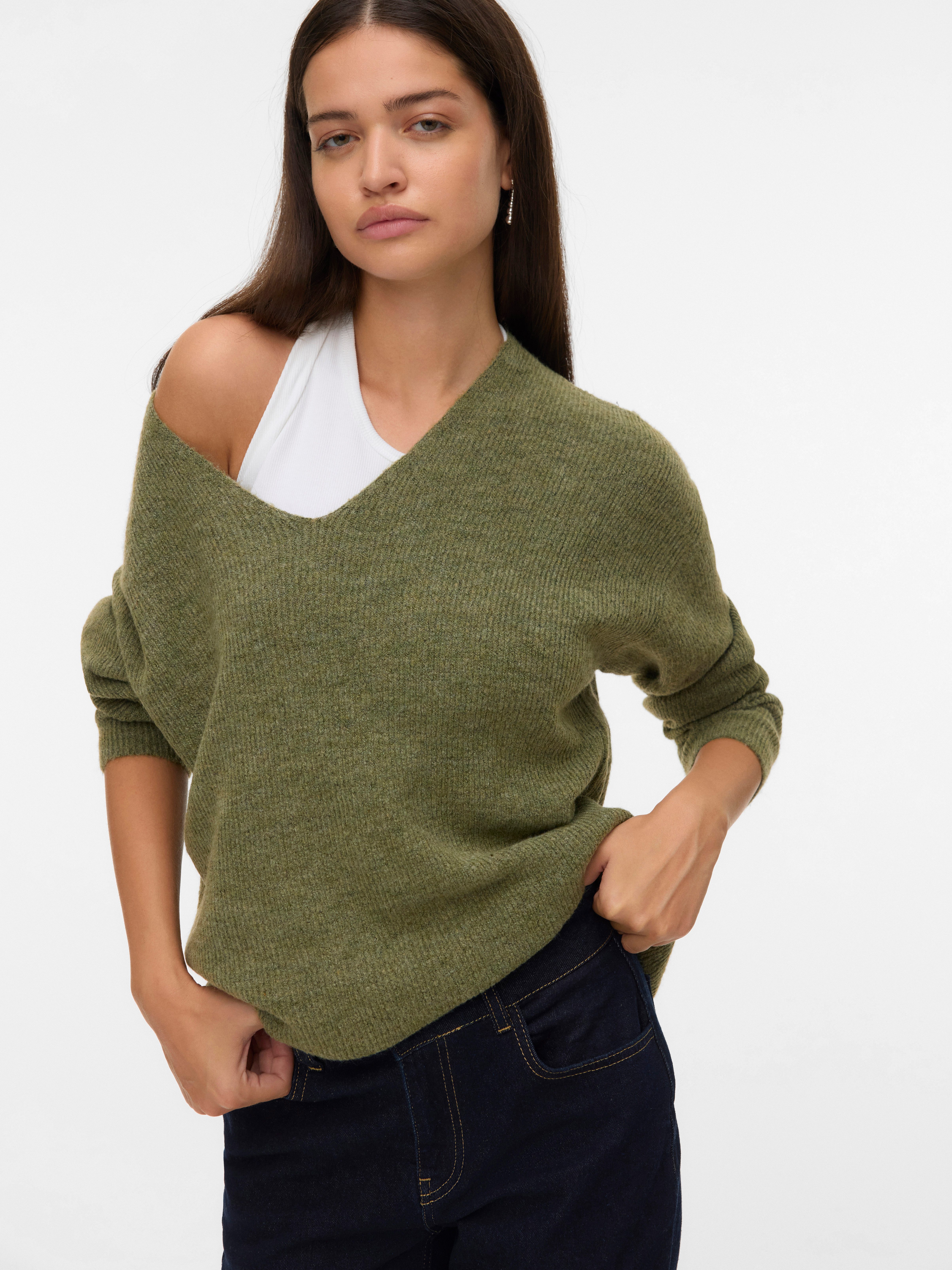 Vero Moda V-Ausschnitt-Pullover VMCREWLEFILE LS V-NECK günstig online kaufen