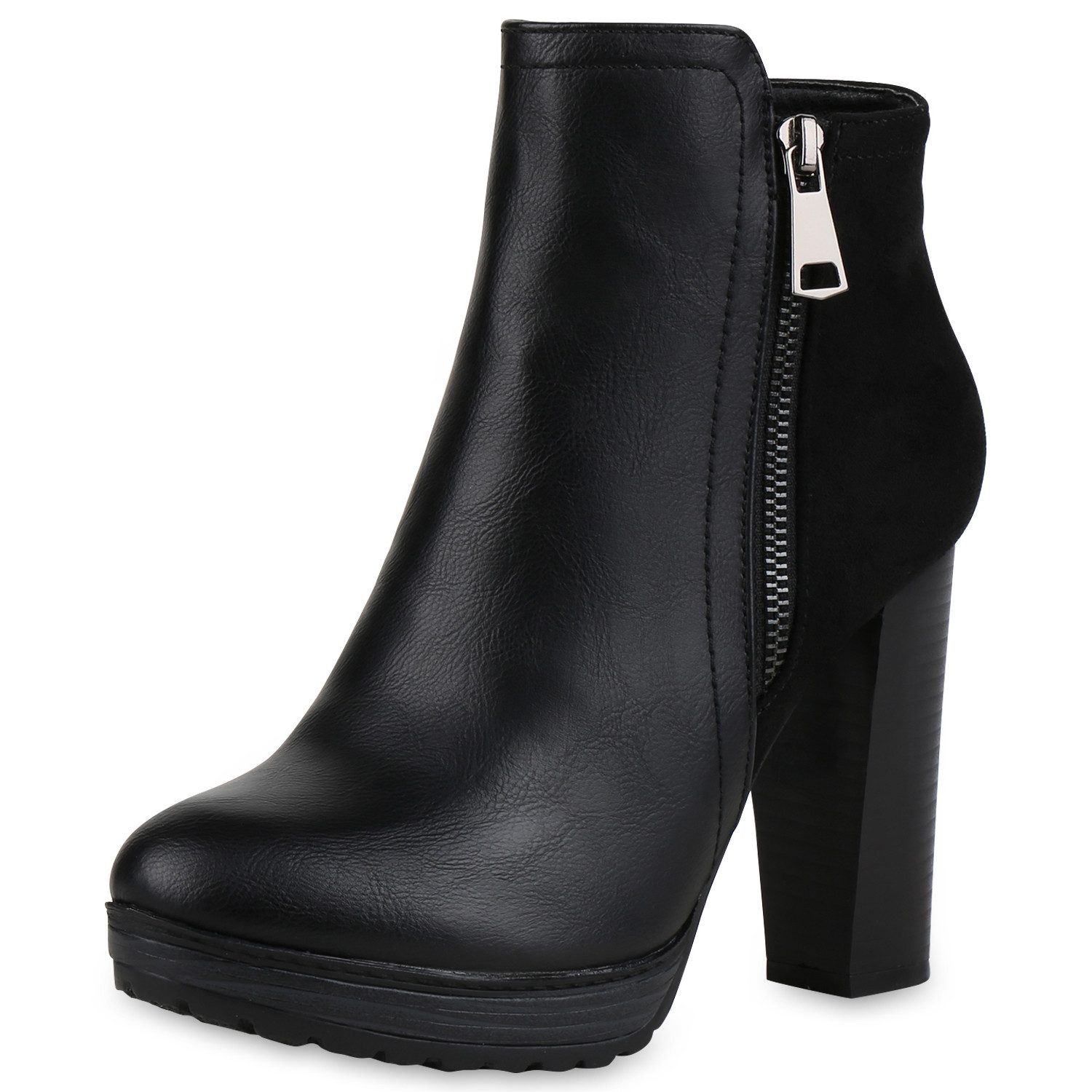 VAN HILL 818507 Plateaustiefelette Damen Stiefeletten Chloe Trendige Plateau Boots hoher Absatz – Bild 2 von 4
