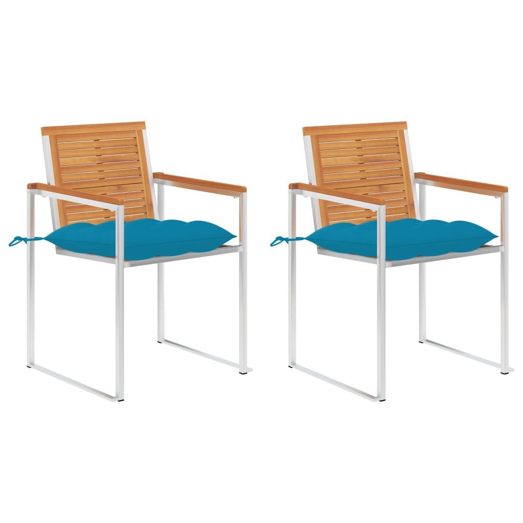 furnicato Gartenstuhl Gartenstühle mit Kissen 2 Stk. Massivholz und Stahl (1 St)