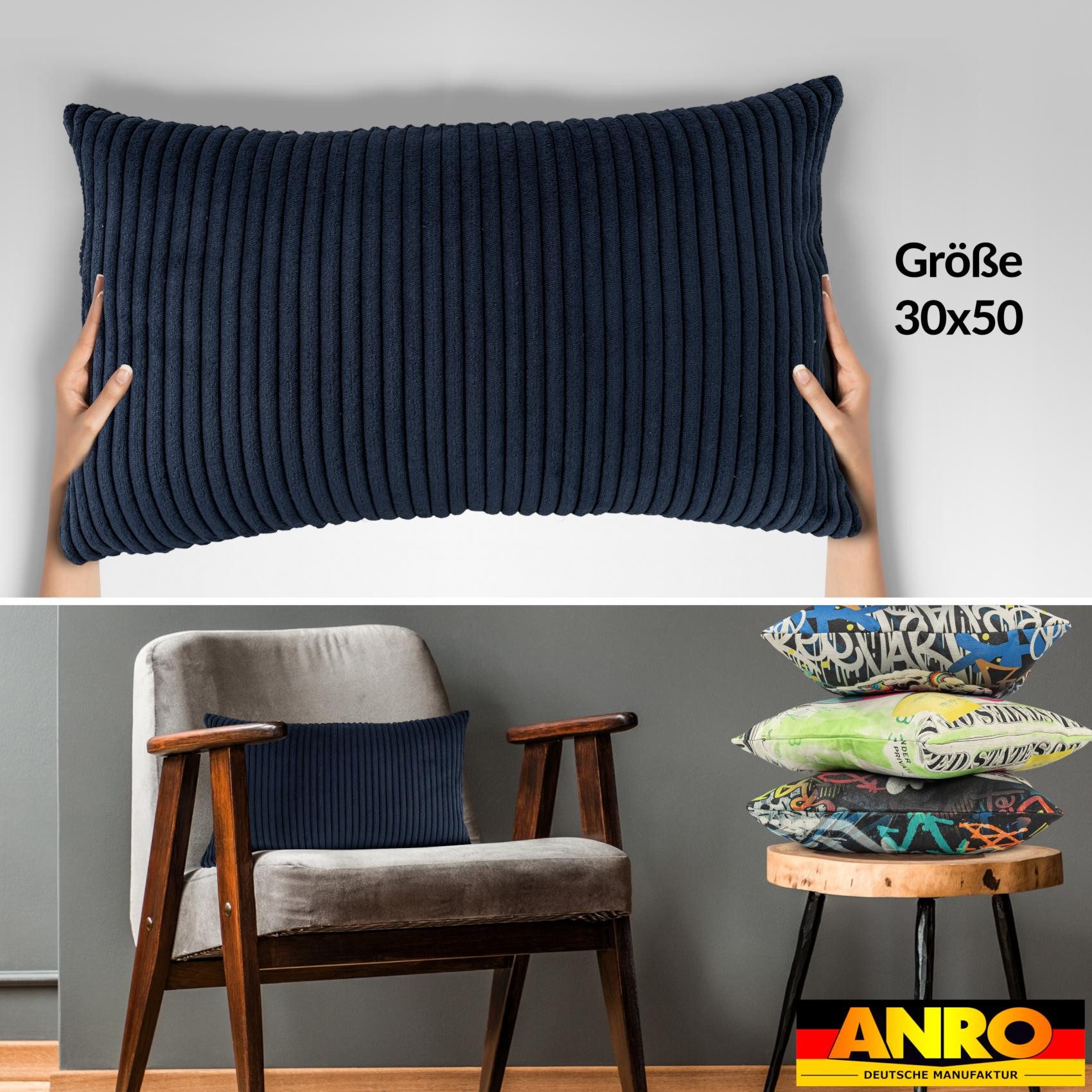 ANRO Dekokissen Kissenhülle MIT oder OHNE Füllung Kissenbezug Zierkissen, Kissenhülle in 30x50cm ohne Füllung Dunkelblau – Bild 4 von 5