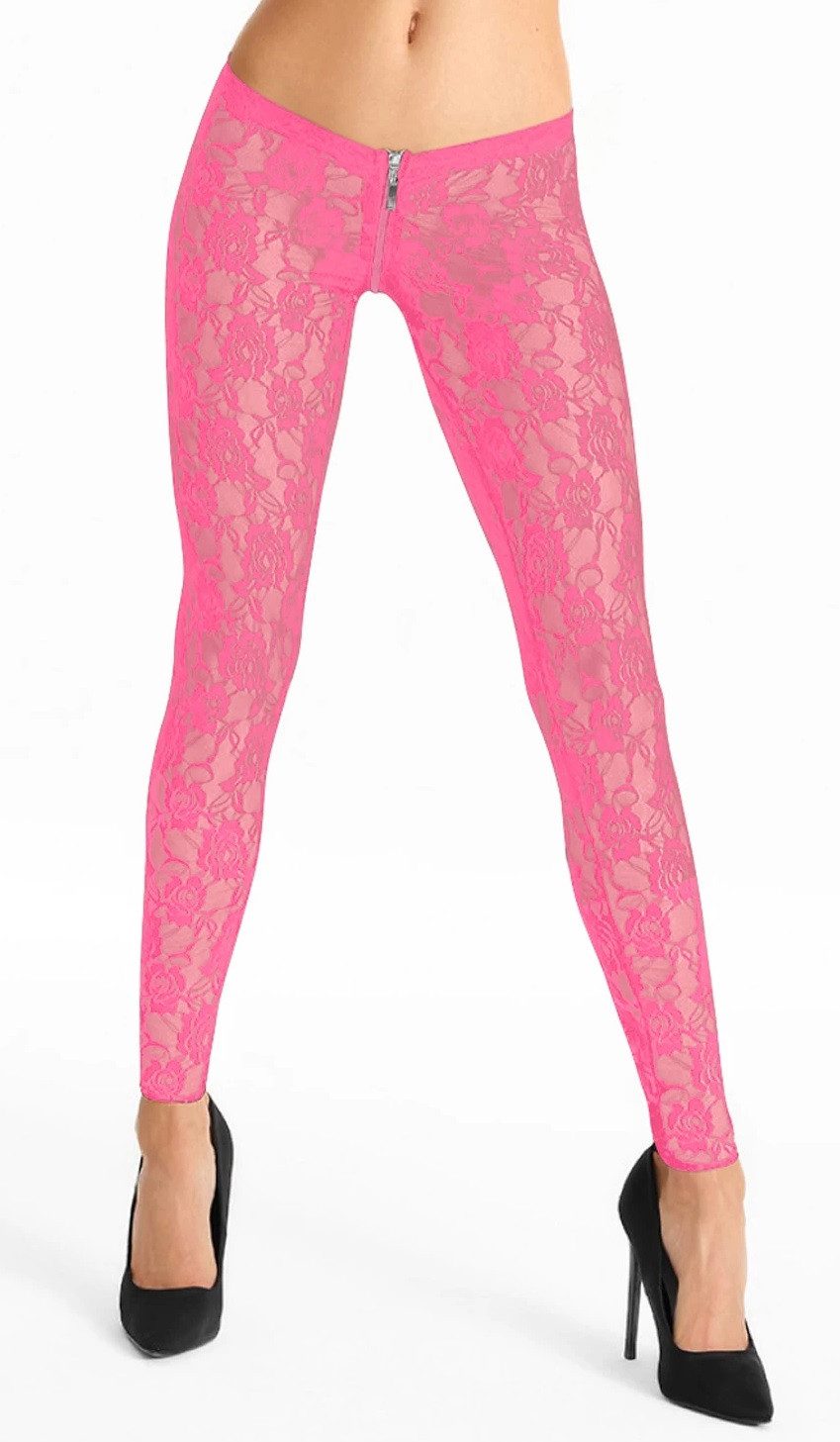 7Heaven Leggings mit Spitzenmuster und 2-Wege-Reißverschluss