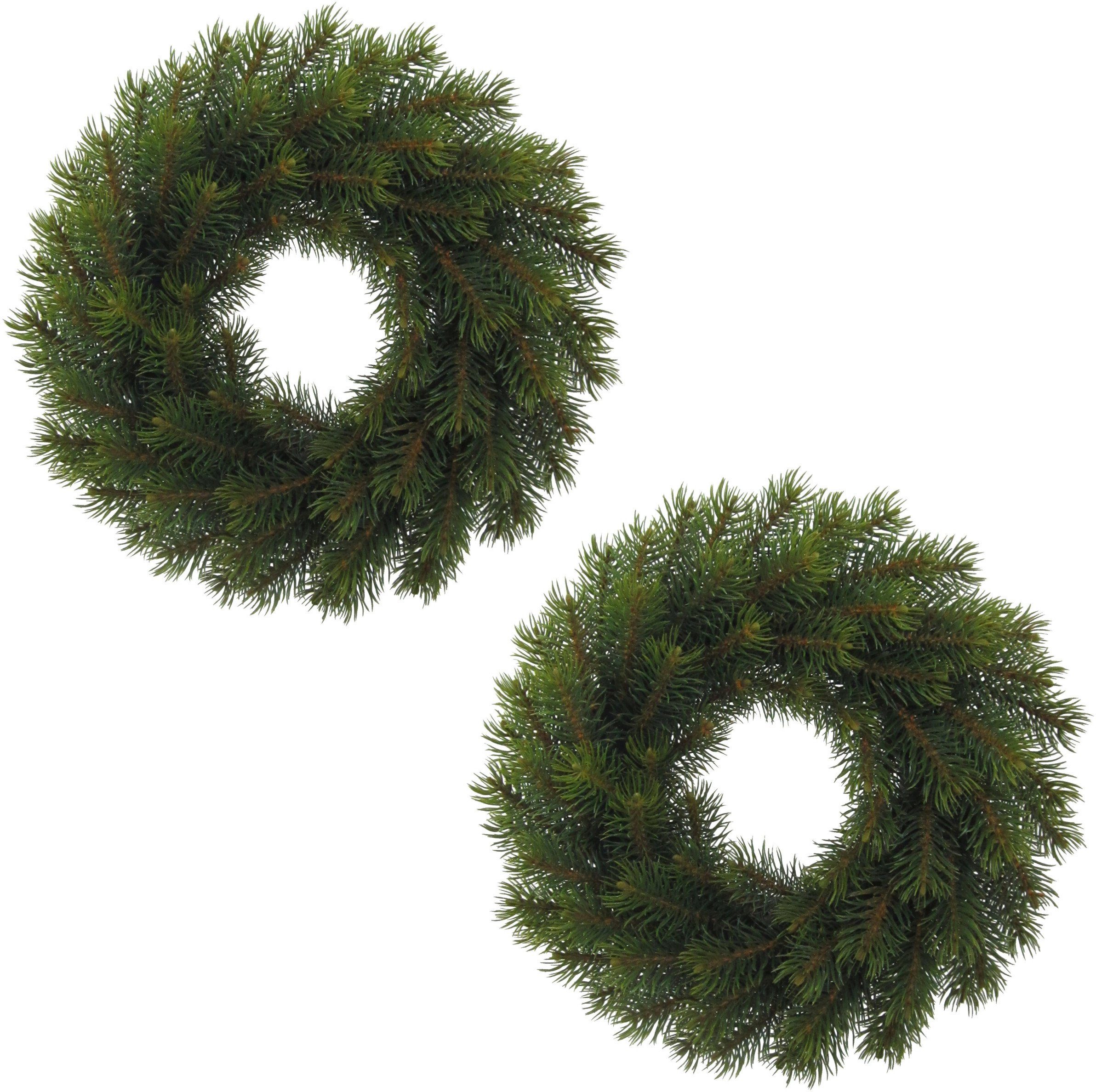 Winterliche Kunstpflanze Weihnachtsdeko Ø cm, 25 2er-Set Tanne, Kranz, green, Creativ