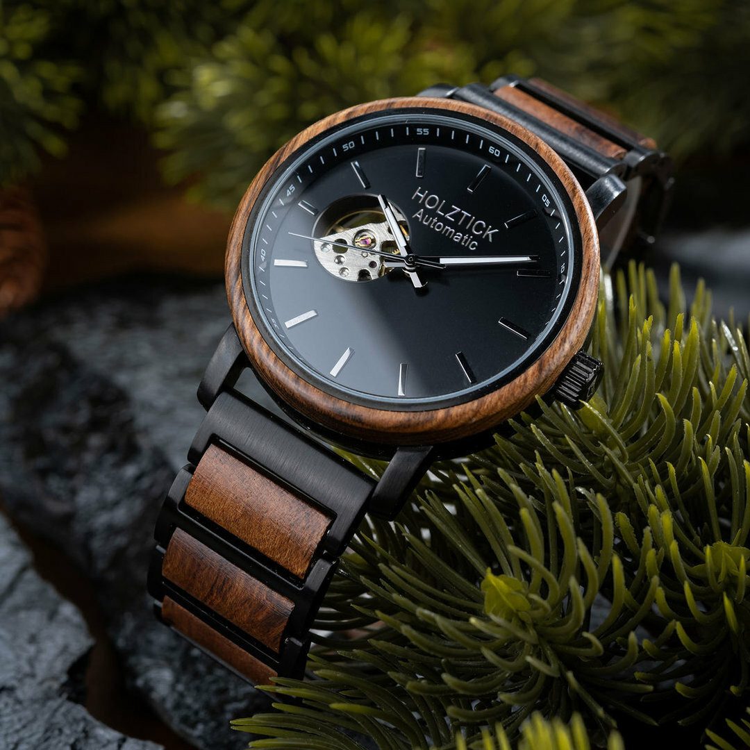 Holztick Bavaria Automatikuhr Bruno black BRUNO BLACK, moderne Herrenuhr au günstig online kaufen