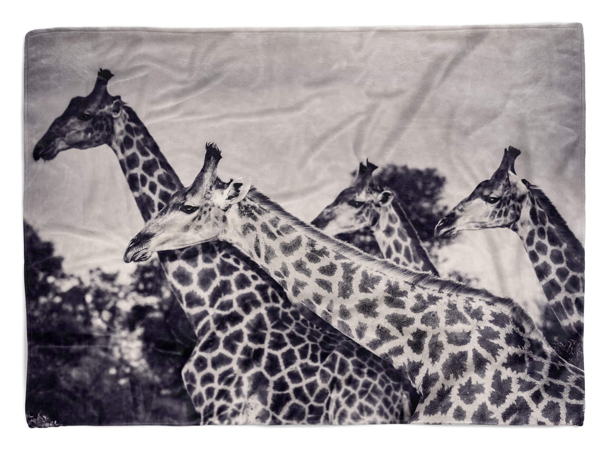 mit Strandhandtuch Kuscheldecke Sinus Handtücher W, Handtuch Handtuch Schwarz Baumwolle-Polyester-Mix Saunatuch (1-St), Tiermotiv Art Giraffen