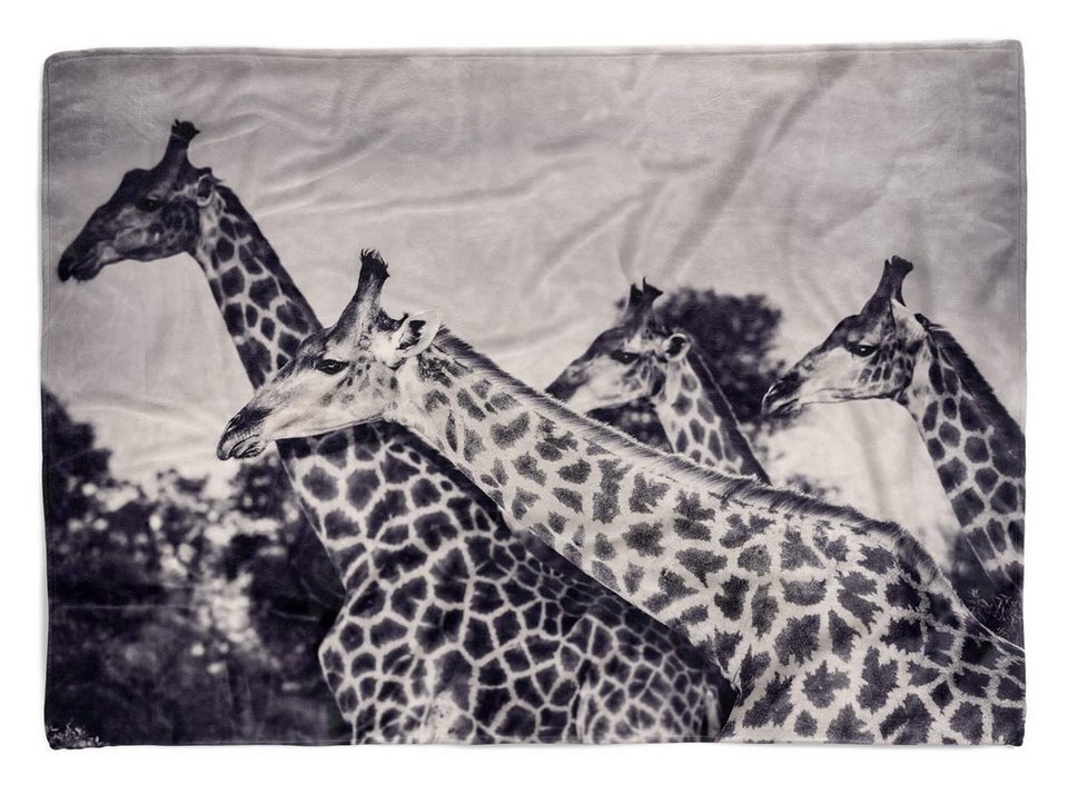 Sinus Art Handtücher Handtuch Strandhandtuch Saunatuch Kuscheldecke mit  Tiermotiv Giraffen Schwarz W, Baumwolle-Polyester-Mix (1-St), Handtuch