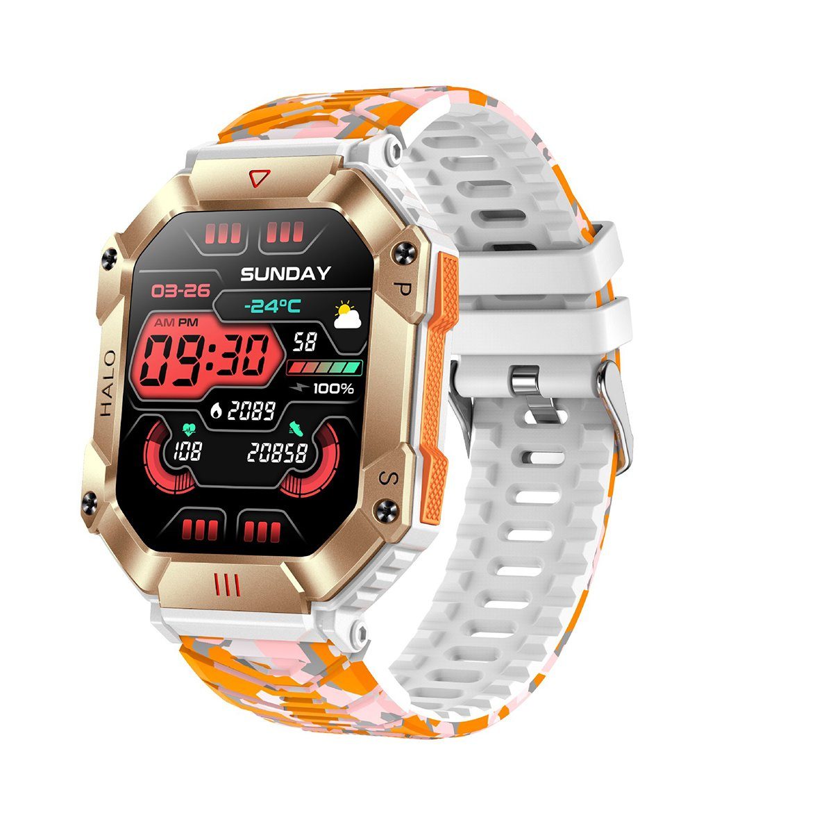 Welikera, 2,0-Zoll 650mAh Kompass Herzfrequenzmessung Outdoor-Uhr Smartwatch
