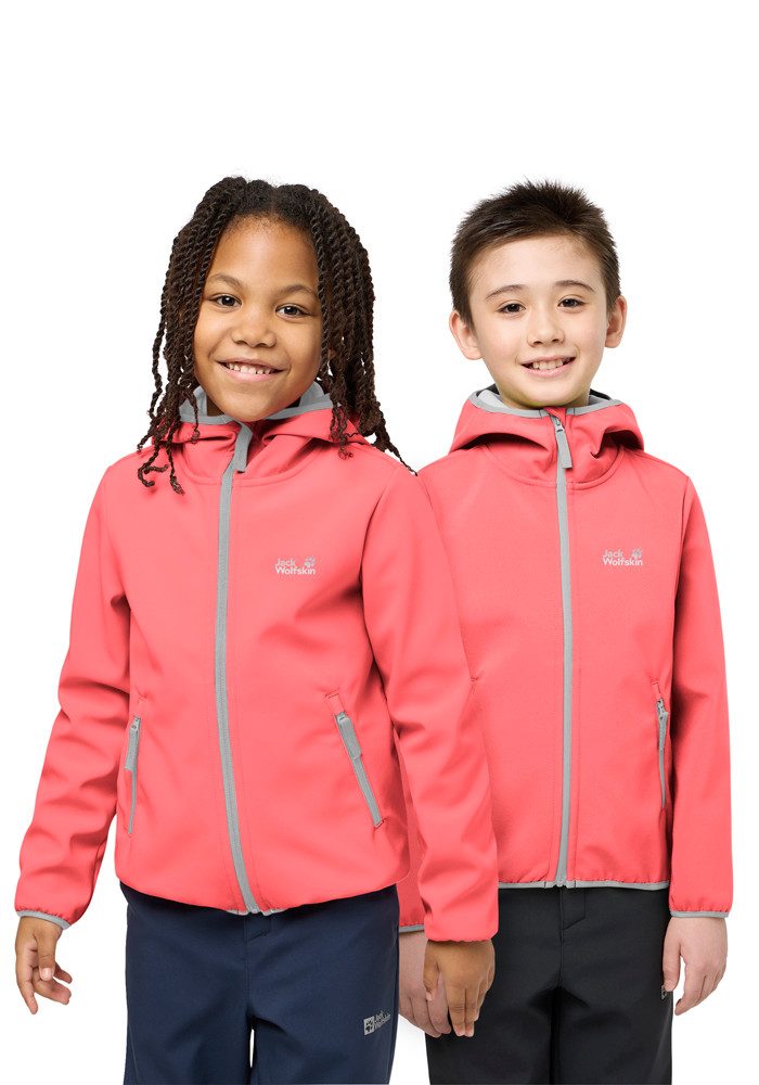 Jack Wolfskin Softshelljacke FOURWINDS JACKET KIDS Winddicht, wasserabweisend, atmungsaktiv, Übergangsjacke für Kinder