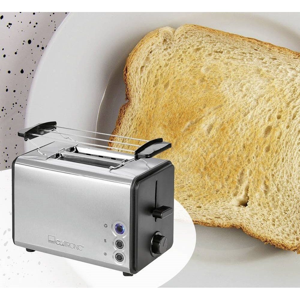 2 - CLATRONIC Toaster silber, TA 3620 - für 2 Scheiben Toaster Schlitze,