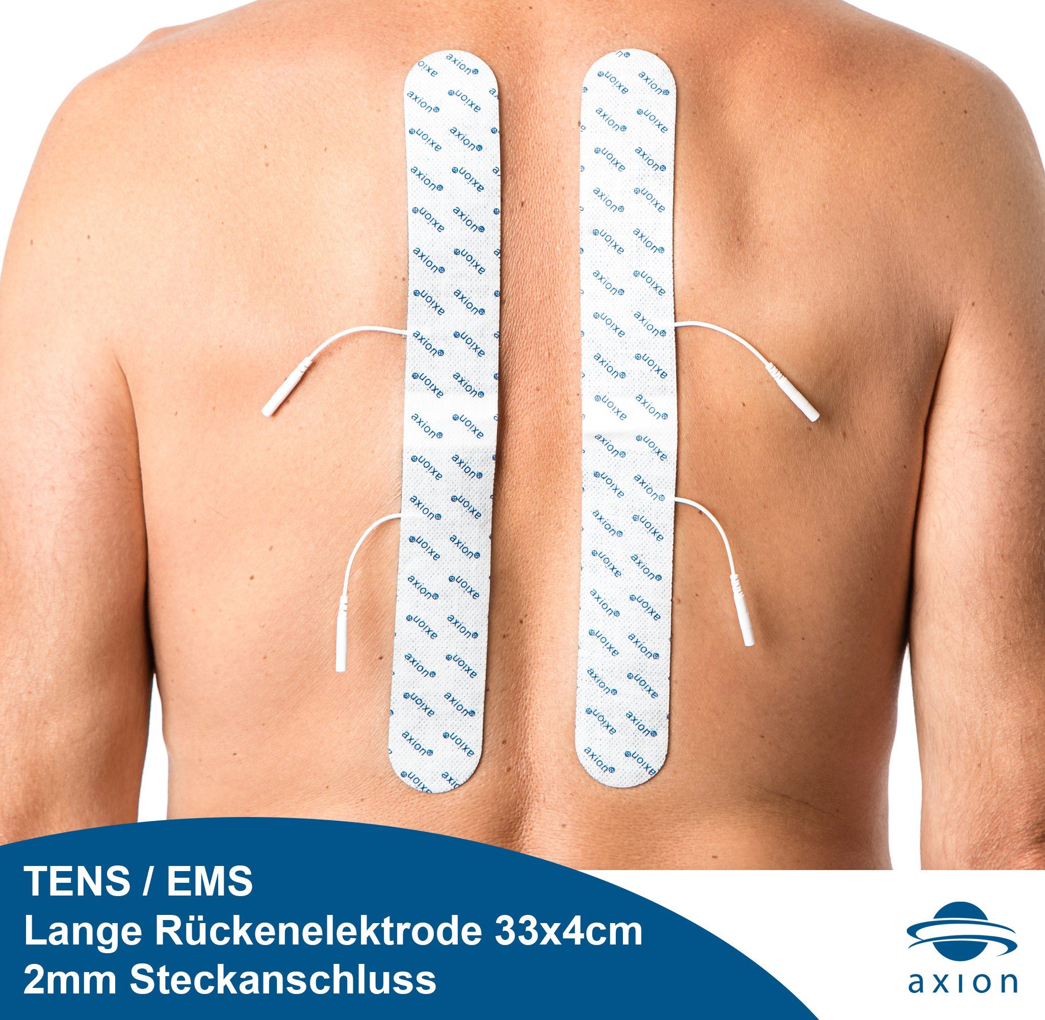 Axion Elektrodenpads passend zu Prorelax, Promed, axion - Rückenset, 2mm Steckanschluss, 5 St.,selbstklebende TENS EMS Elektroden für TENS EMS Geräte