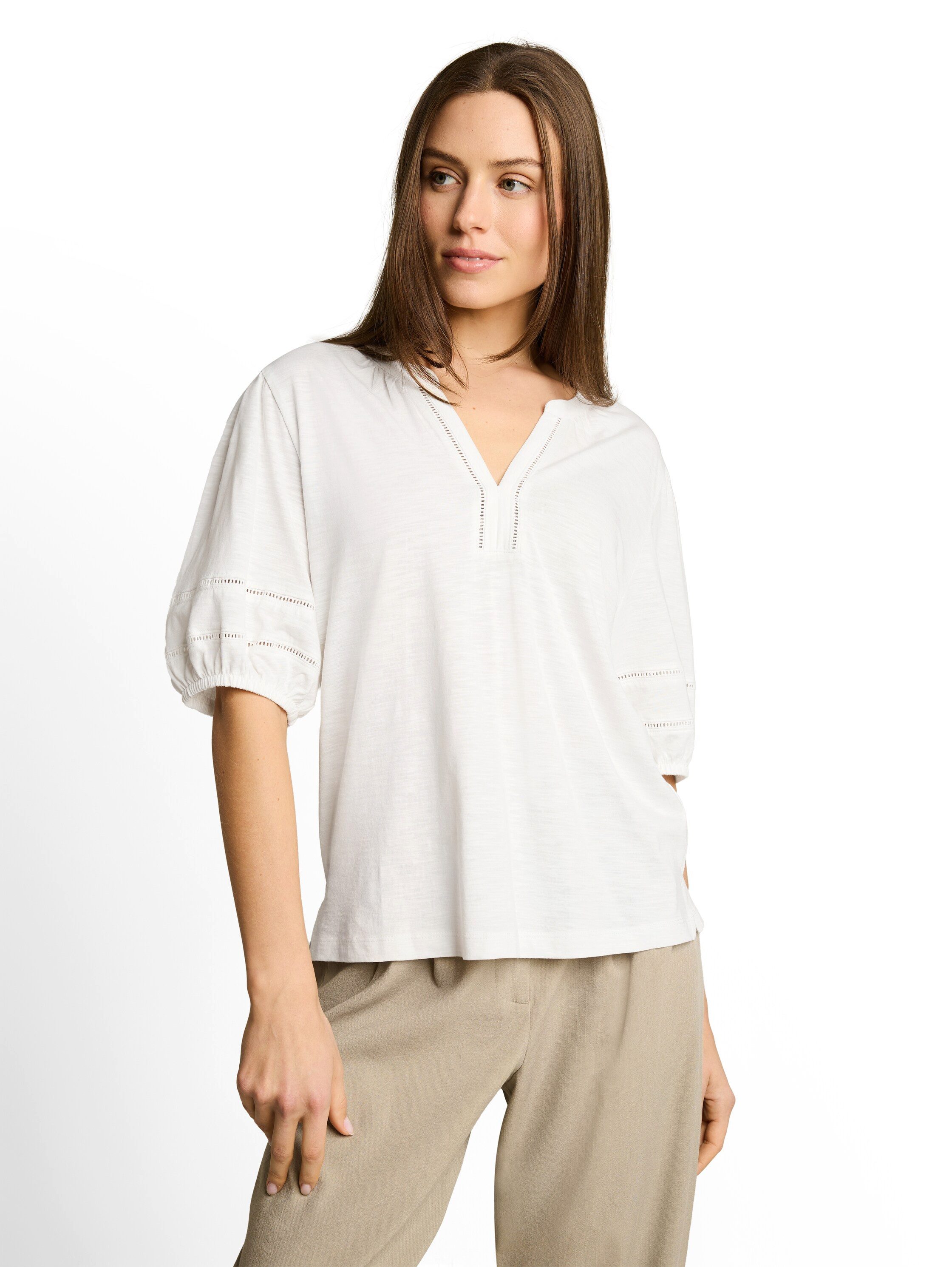 TOM TAILOR Blusenshirt Sommershirt mit Häkel-Details