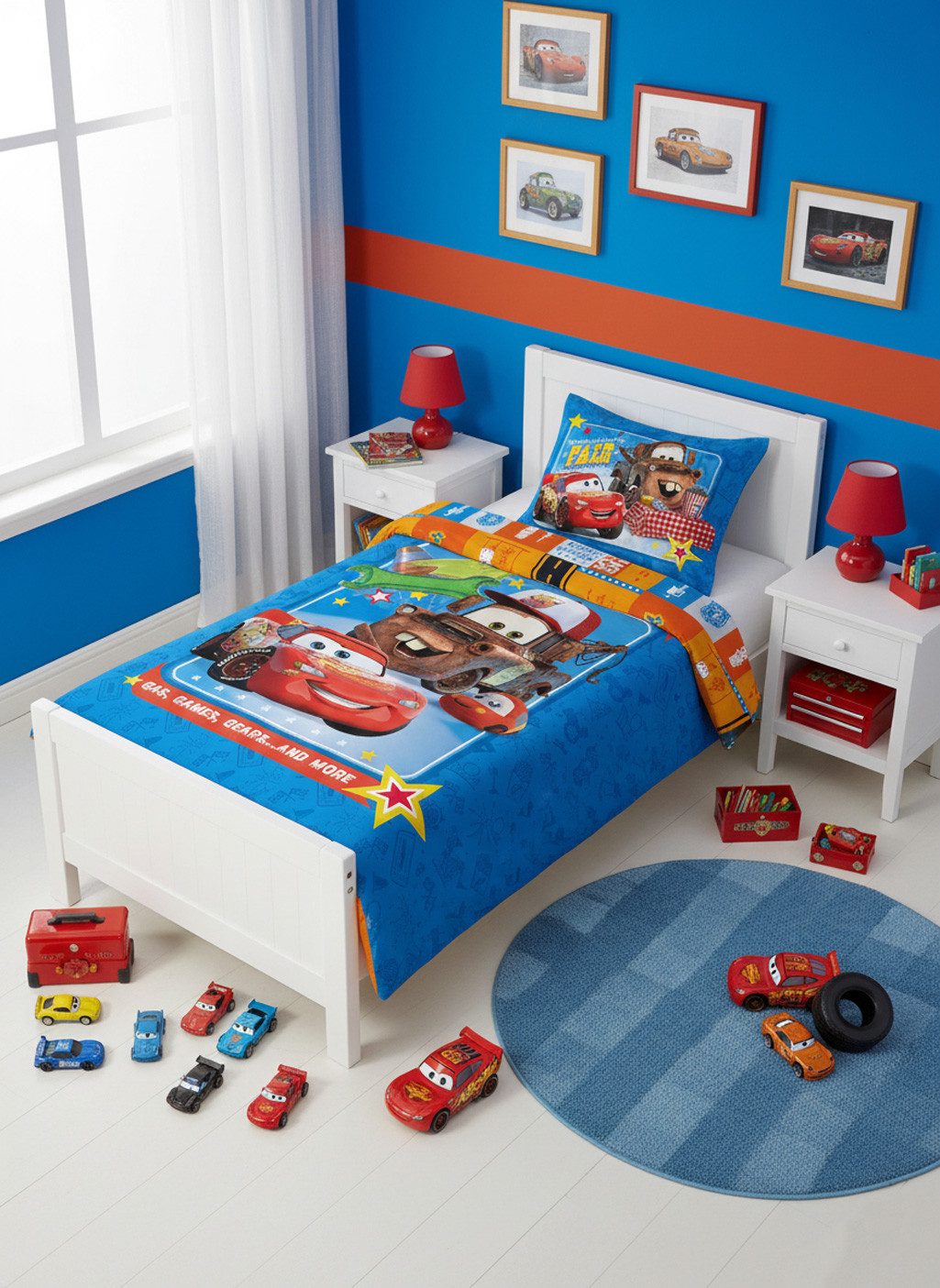 texpot Bettwäsche Kinderbettwäsche Cars Auto Track Stars, 2 teilig
