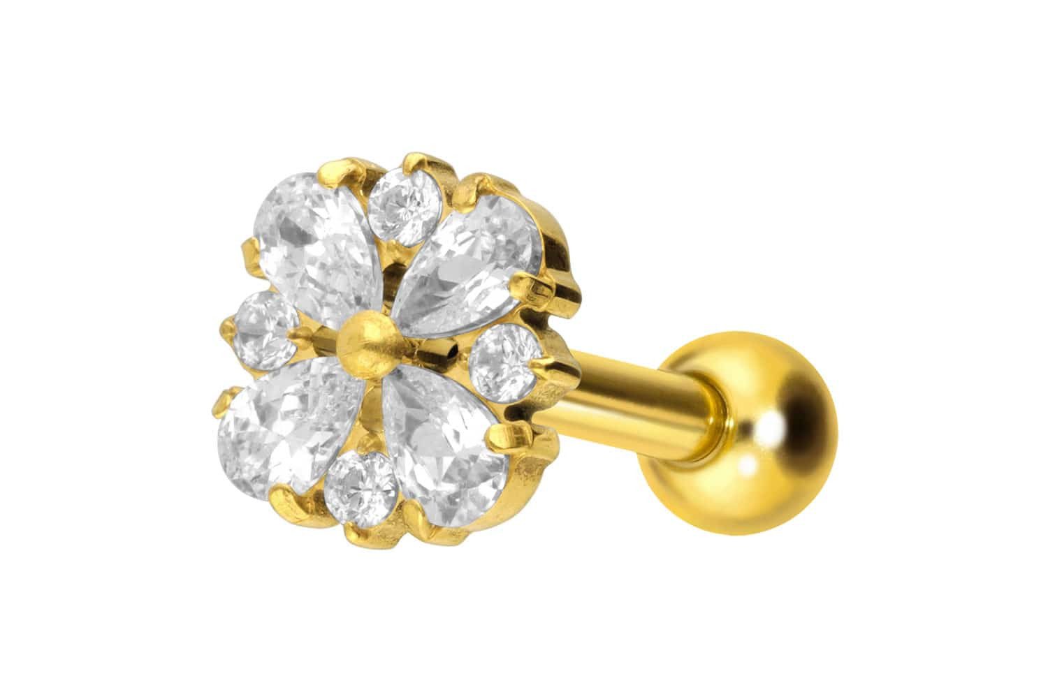 Piercing-Set Titan Ohrpiercing mit Innengewinde KRISTALLORNAMENT