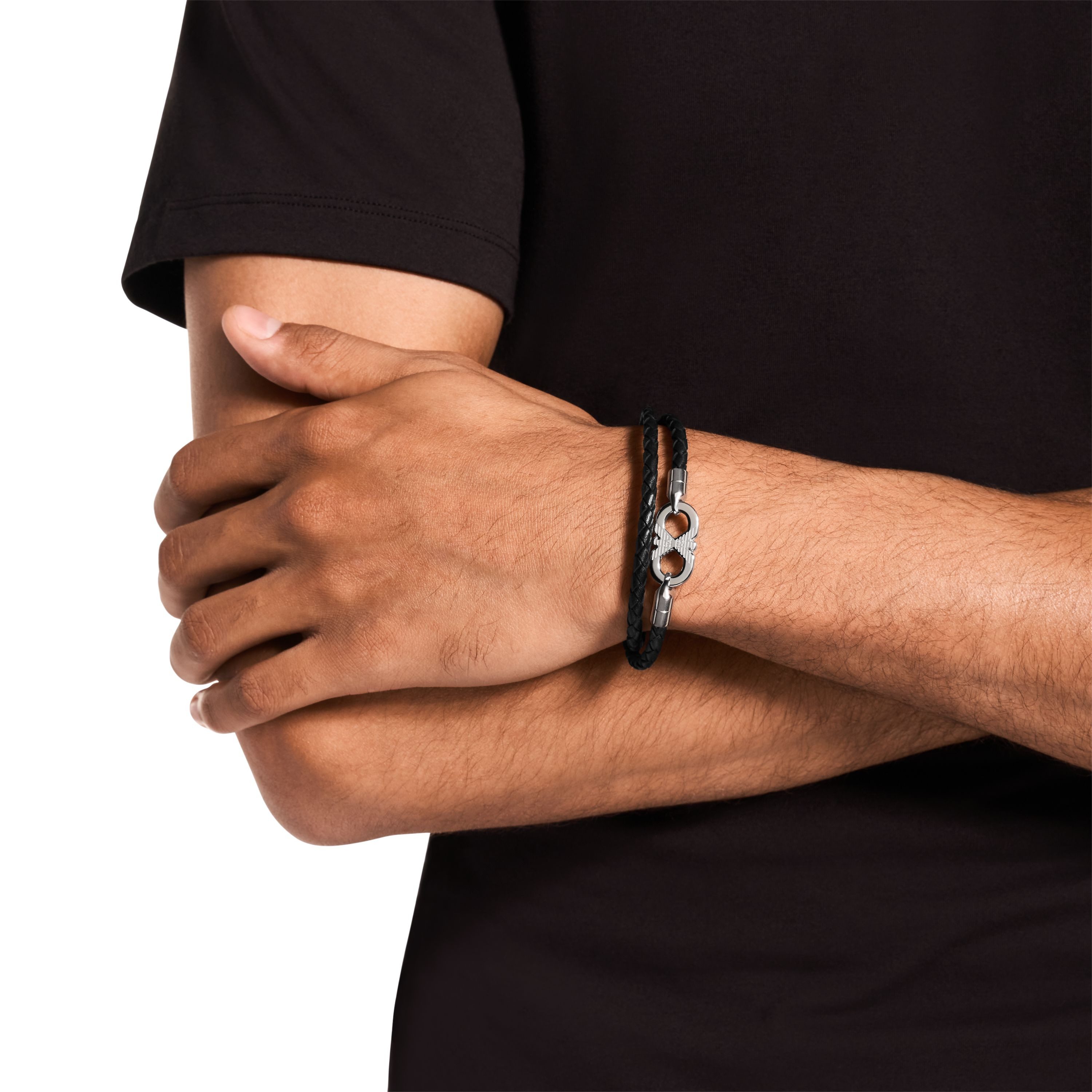 Emporio Armani Wickelarmband Schmuck Geschenk Edelstahl, Leder