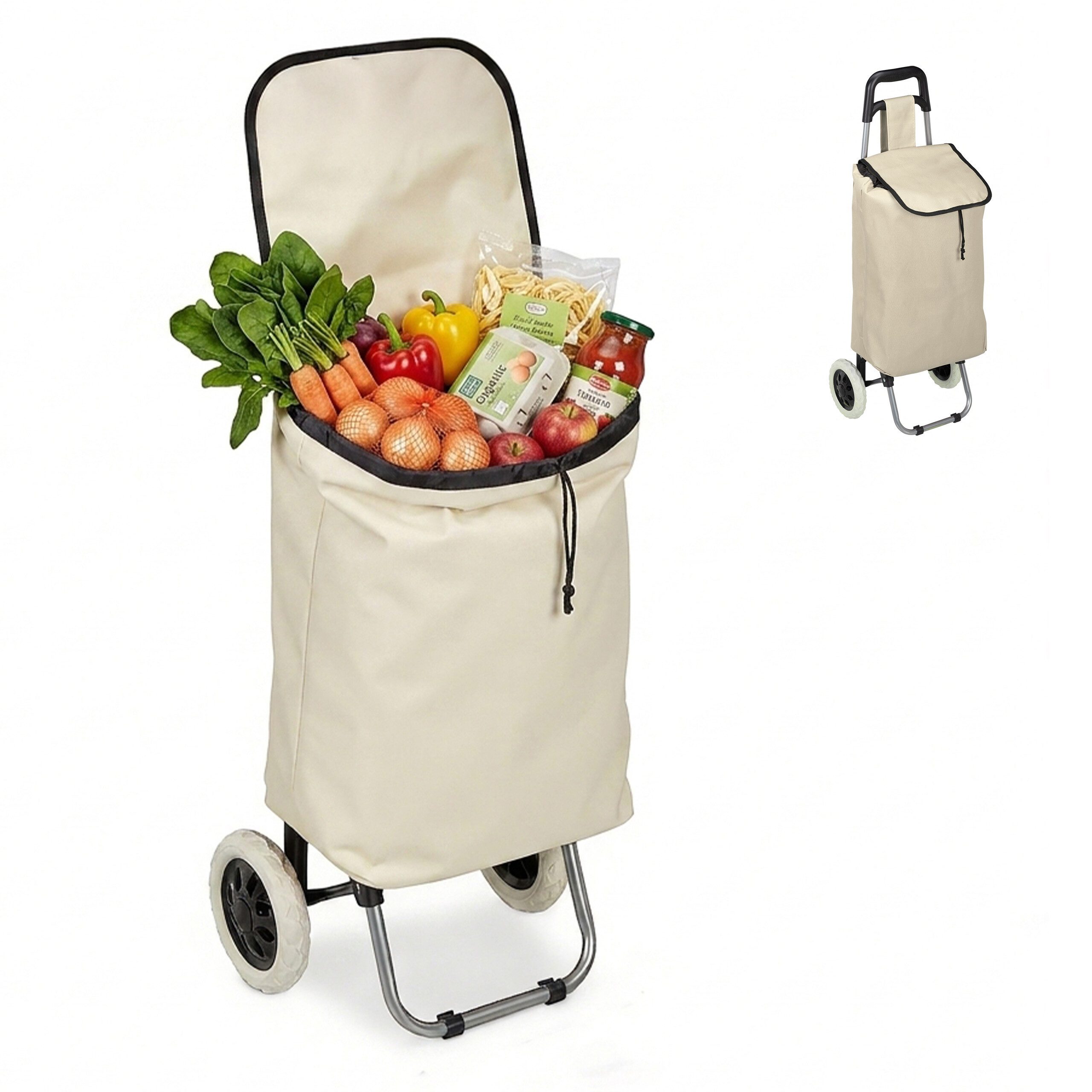 relaxdays Einkaufstrolley klappbar, 28 l, beige.
