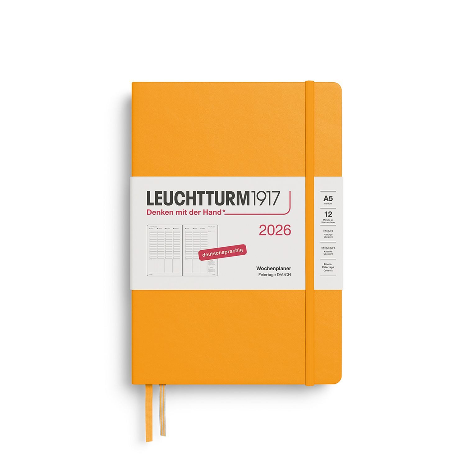 Leuchtturm1917 Taschenkalender Wochenplaner 2026 Medium A5 Hardcover Rising Sun