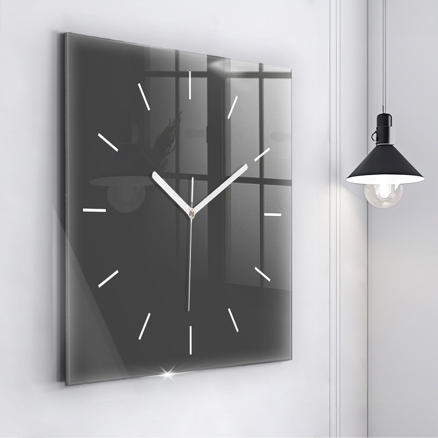 Tulup Wanduhr Wanduhr Modernistische Glaswanduhr 60x60cm Uhr aus gehärtetem Glas