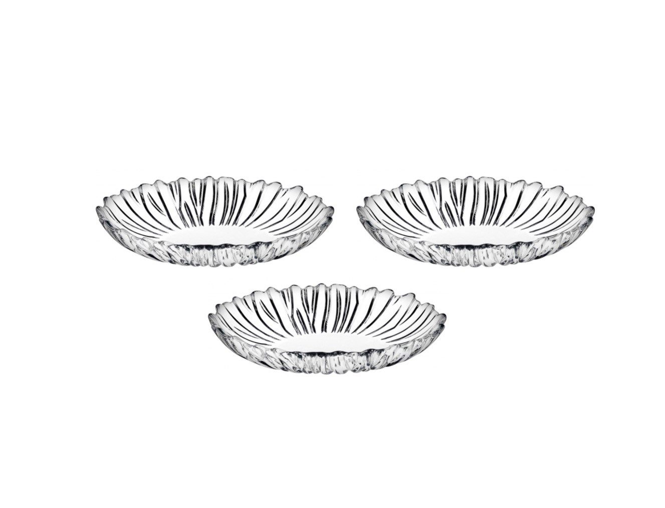 Pasabahce Servier-Set Aurora Servierplatte 3 Stück oval 15.5 x 10 cm Glas, Glas, (3-tlg)